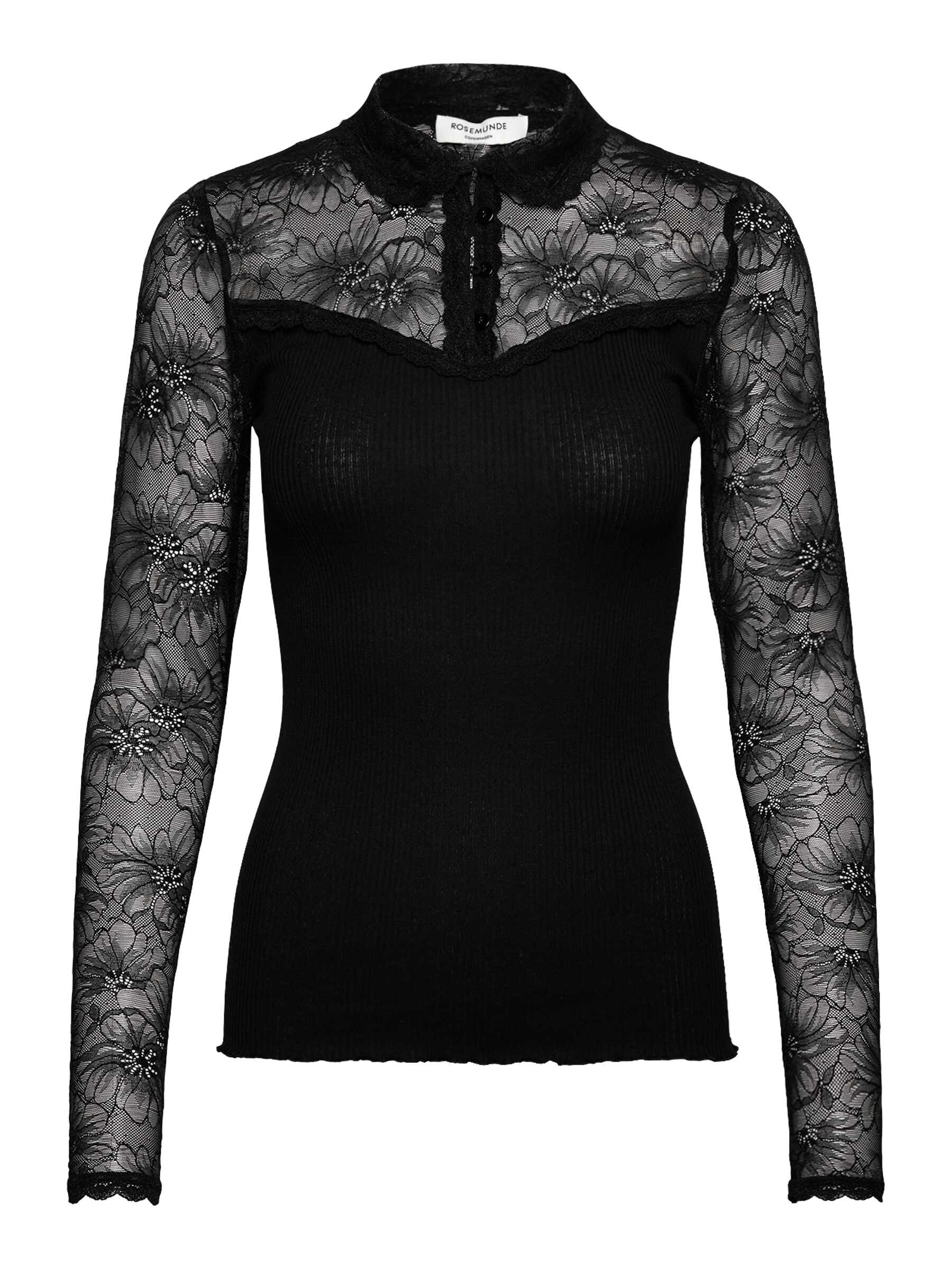 rosemunde Langarmshirt »Beatha lace shirt« Langarm, mit Polokragen und Knöpfen, mit Spitze, Seidenmix