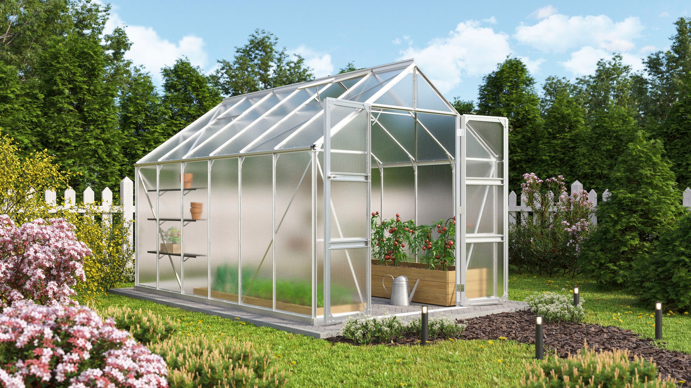 Vitavia Gewächshaus »Domus 9900« mit Doppelschwingtüren und bodentiefer Türschwelle, 6 mm Hohlkammer