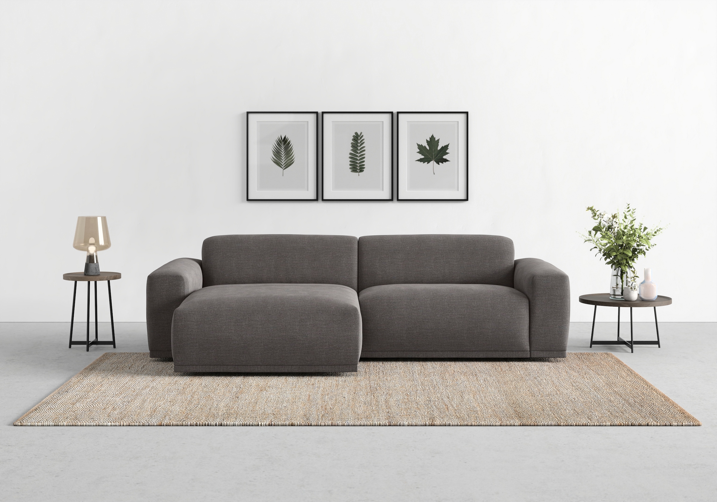 TRENDMANUFAKTUR Ecksofa "Braga, mit hochwertigem Kaltschaum, L-Form, Japandi-Design" modernes Sofa, Couch mit hohem Sitzkomfort, 255/72/160 cm (B/H/T)
