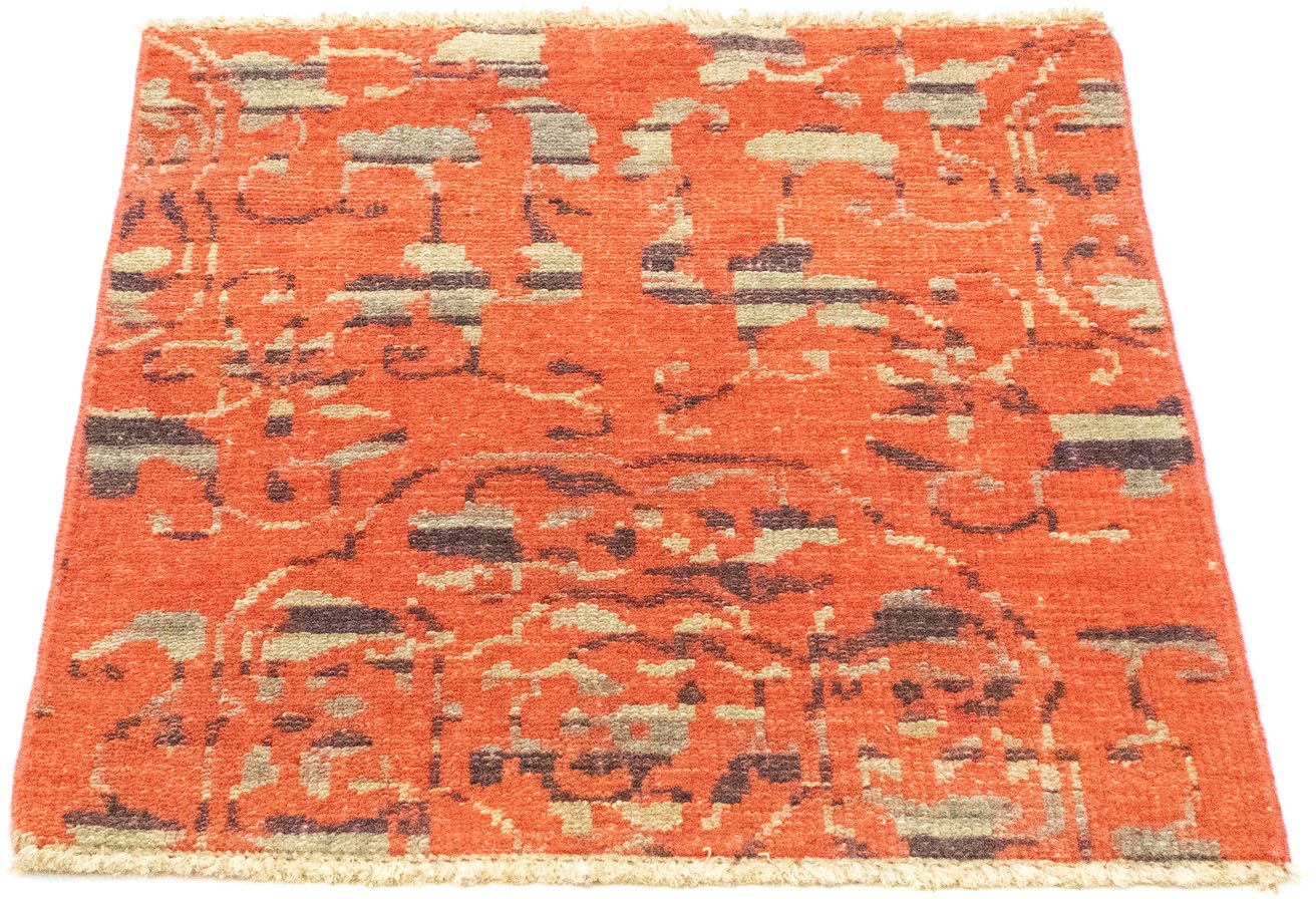 »Designer handgeknüpft BAUR quadratisch, Teppich orange«, Wollteppich handgeknüpft morgenland |