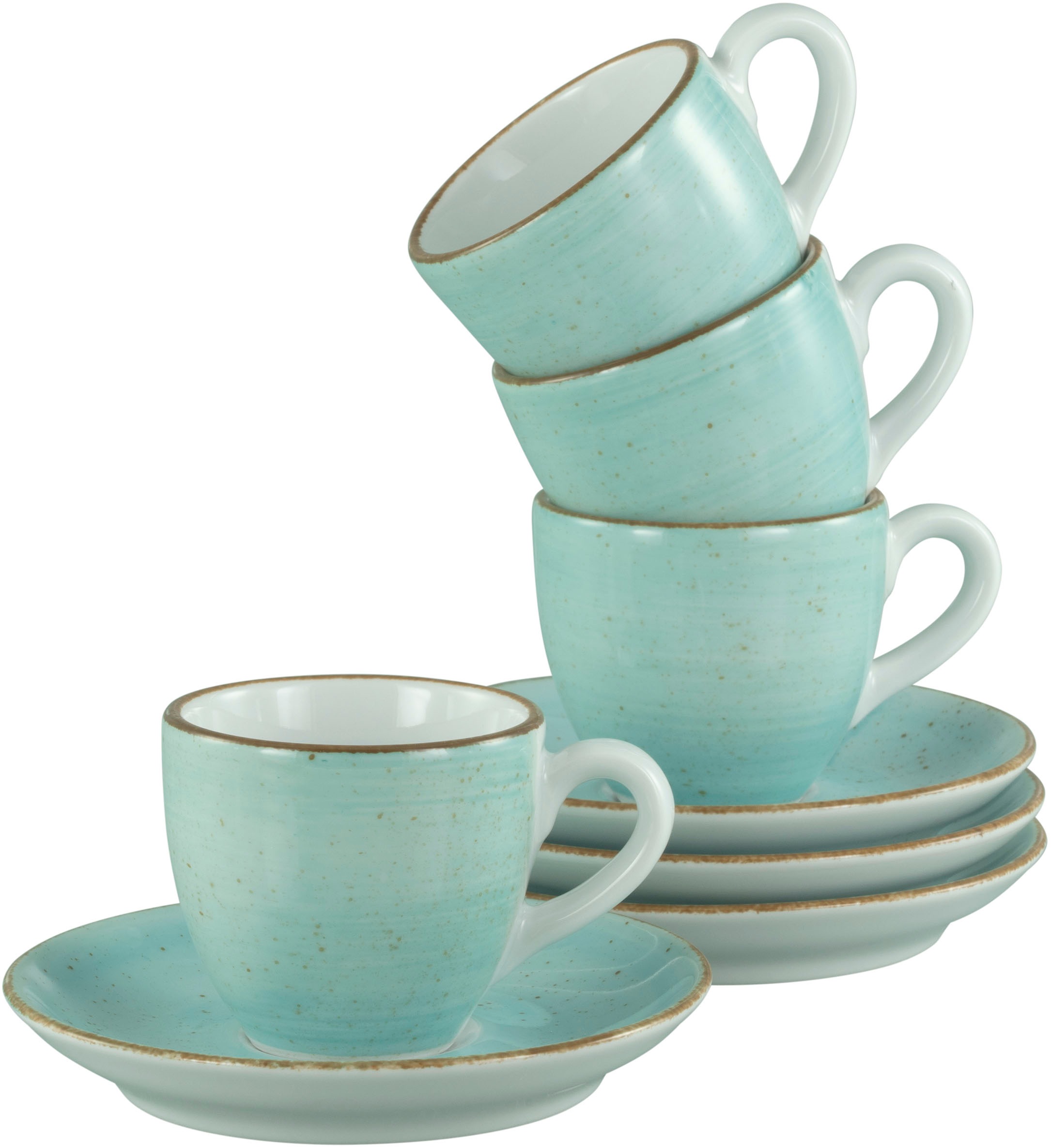 CreaTable Espressotasse "Vintage Nature Aqua, Espresso-Set, 8-tlg." Handgem günstig online kaufen