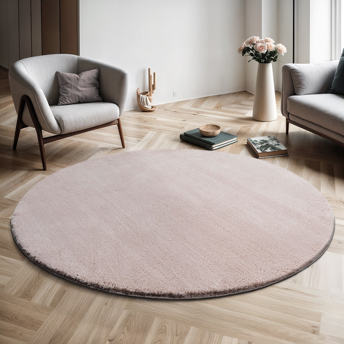 the carpet Teppich "kuschelig & Super Soft, Anti-Rutsch Unterseite," rund 16 mm Höhe Waschbar bis 30 Grad, Felloptik, Wohnzimmer Teppich, Kundenliebling