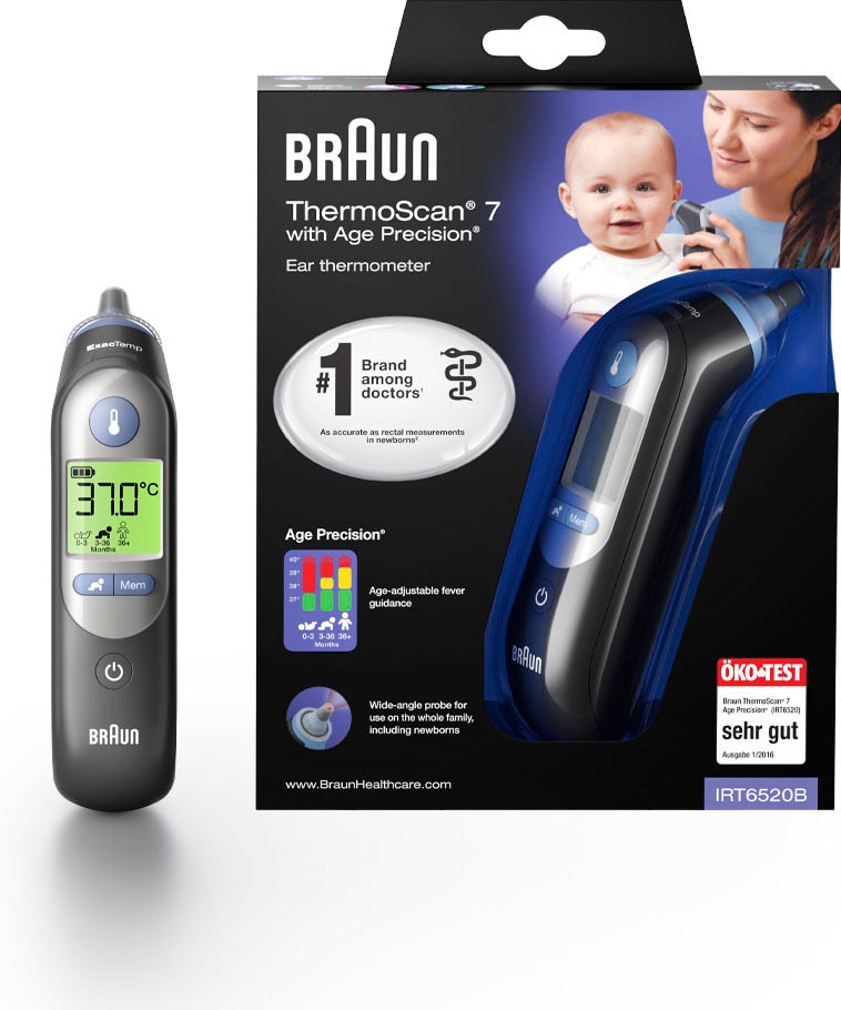 Braun Fieberthermometer »ThermoScan® 7 Ohrthermometer mit Age Precision® - IRT6520B«, Für alle Altersgruppen geeignet, einschließlich Neugeborener
