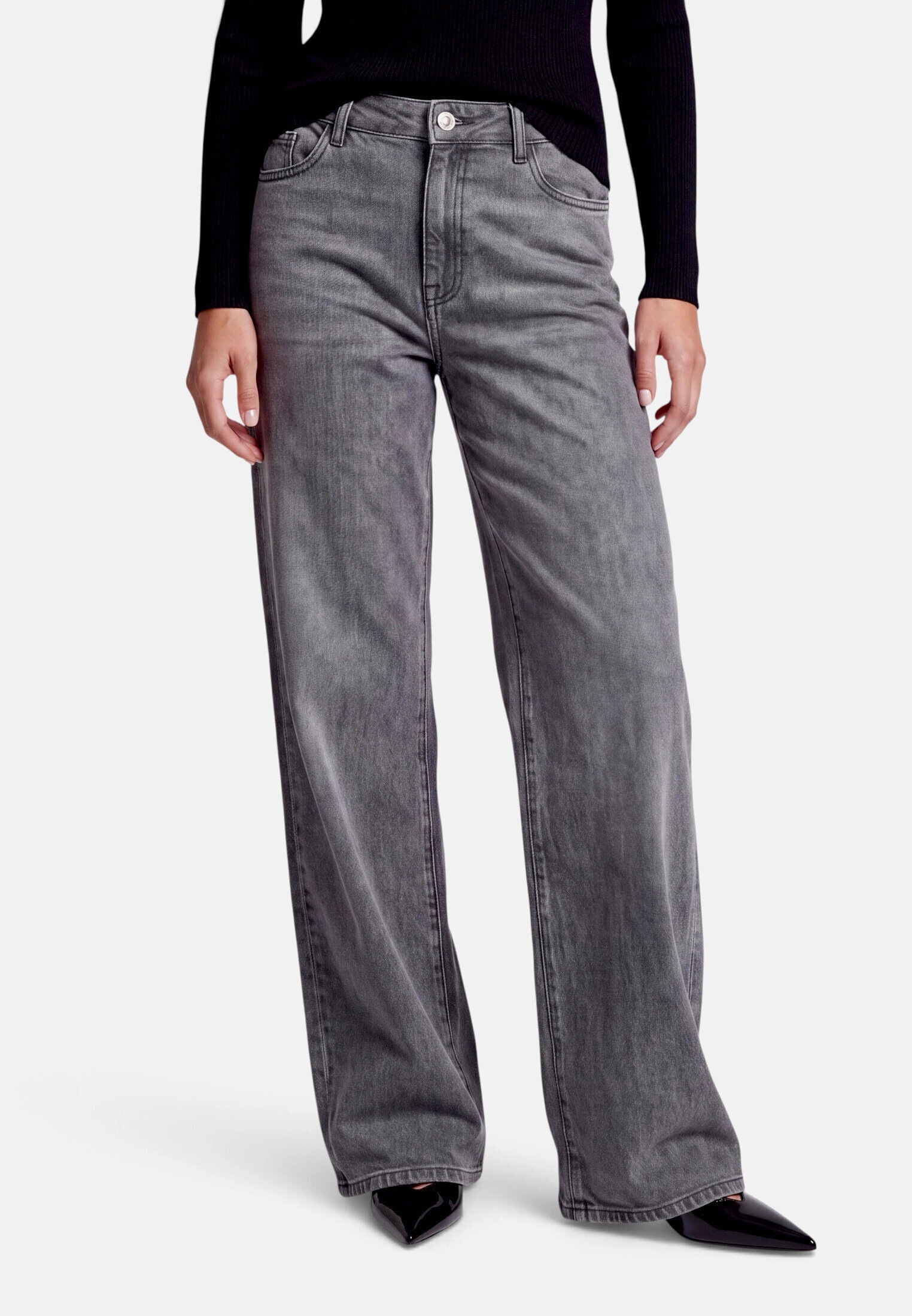 Zero Bequeme Jeans »Damen fit Jeans mit weitem Bein Witney«