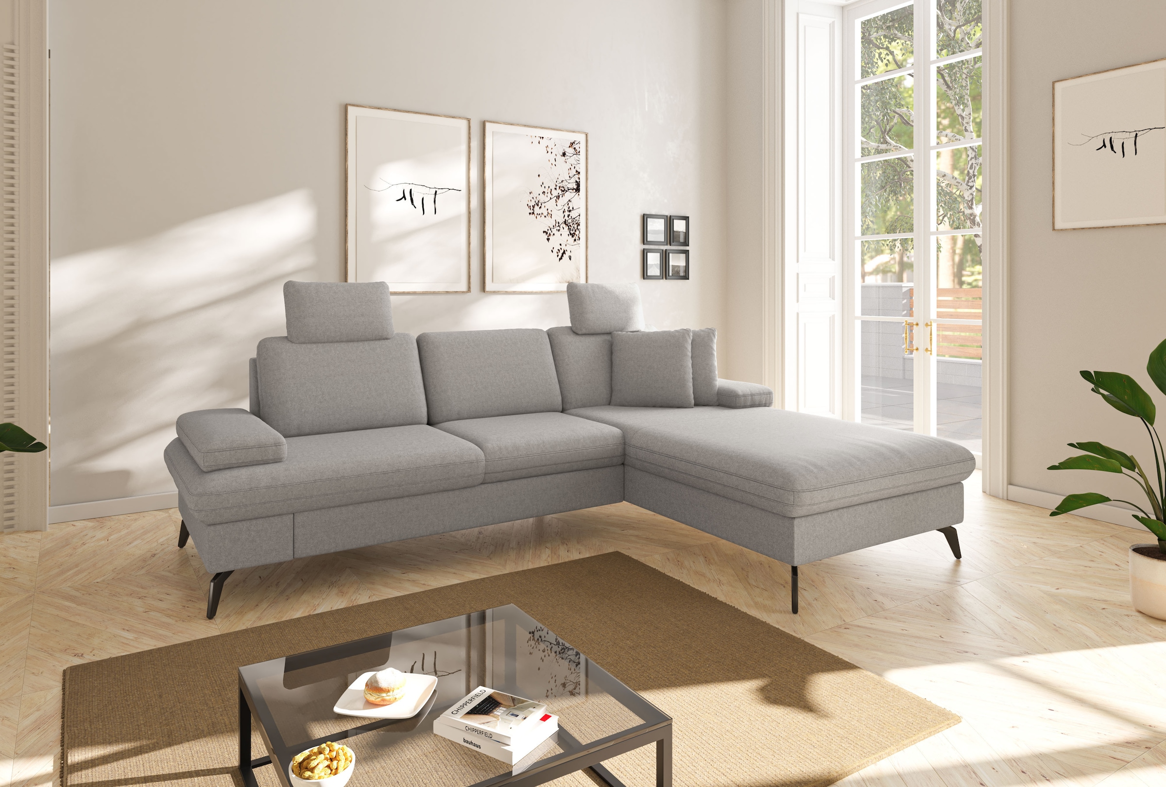 sit&more Ecksofa »Morris Jubi L-Form«, inkl. Armteilfunktion und 1 Zierkissen, wahlweise mit Bettfunktion