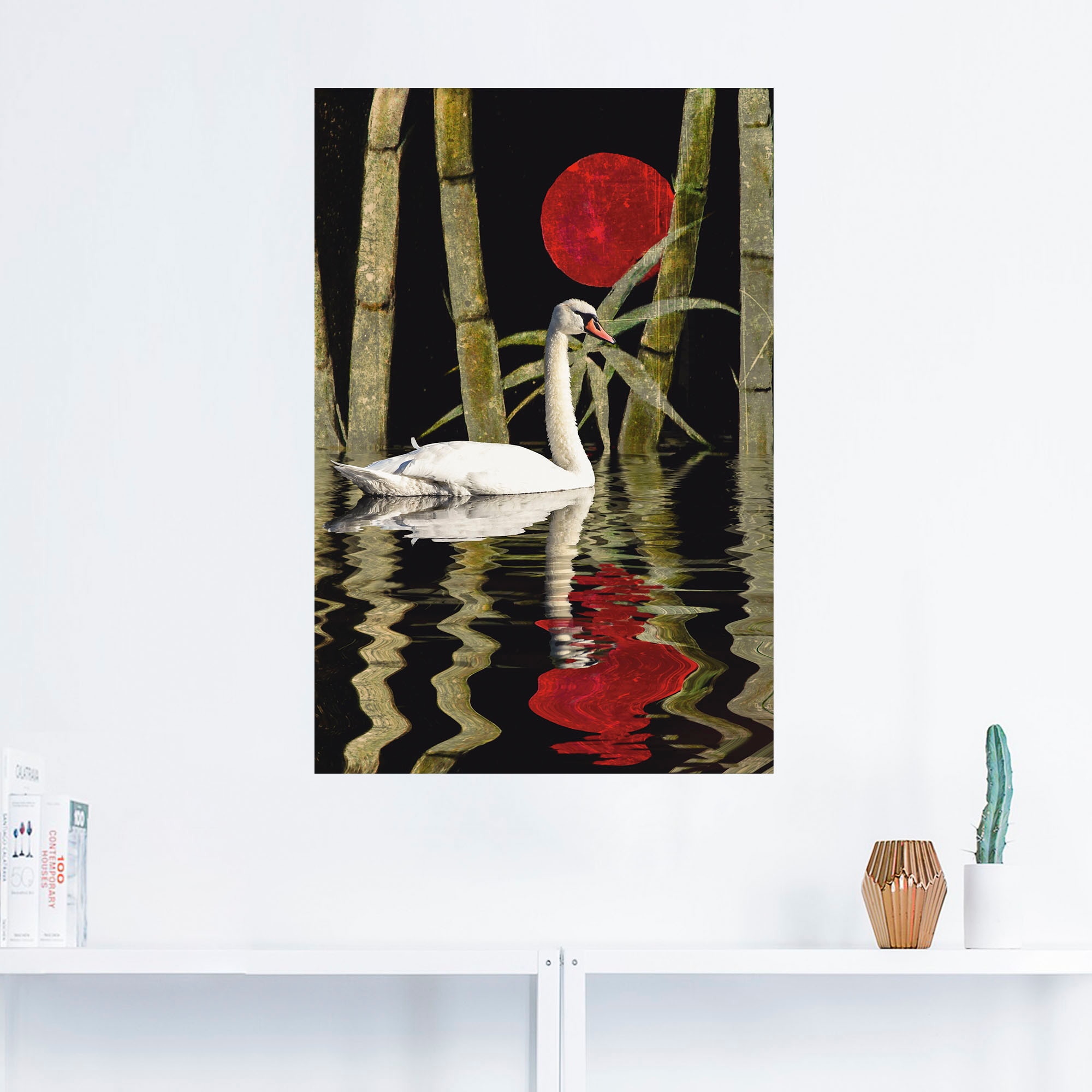 Artland Wandbild »Blutmond über dem Schwanensee«, | als kaufen oder Bilder, Wandaufkleber versch. Schwanen Größen Poster Alubild, in Leinwandbild, St.), BAUR (1