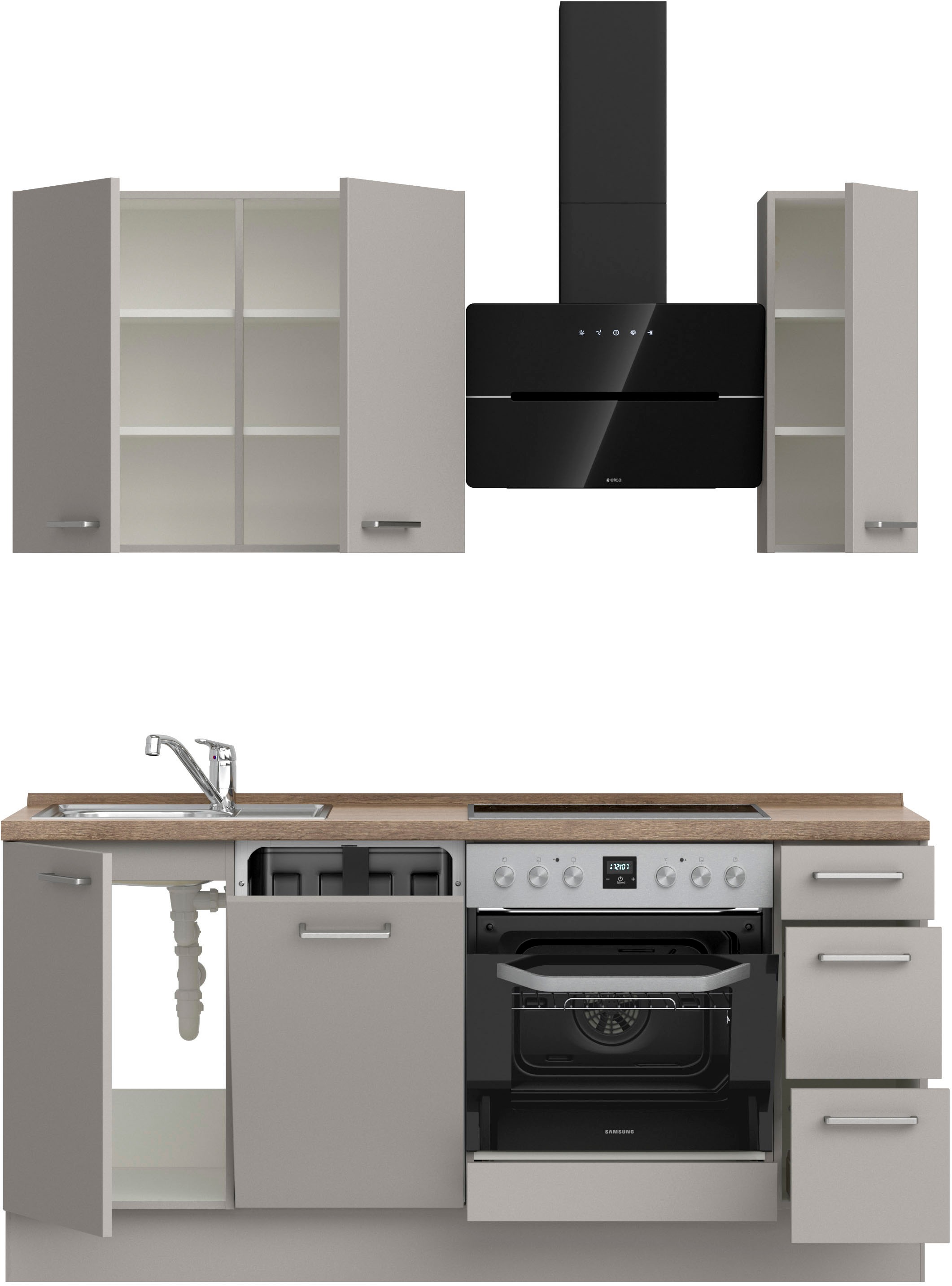 nobilia® Küchenzeile »"Touch II"«, vormontiert, Ausrichtung wählbar, Breite 180 cm, wahlw. mit E-Geräten