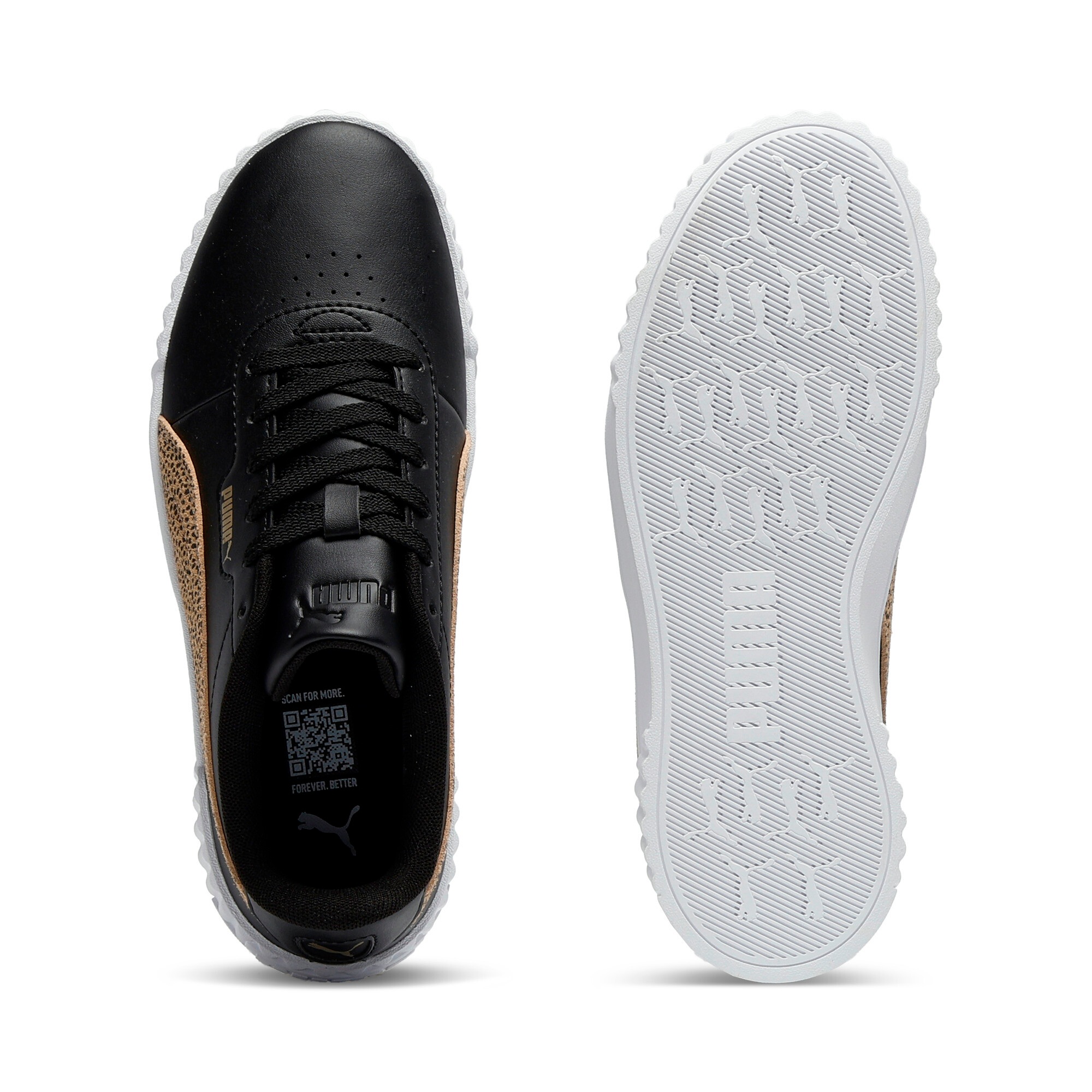 Sneaker PUMA "CARINA 3.0 TOPCAT", Damen, Gr. 38,5, puma schwarz, toasted almond, Synthetik, Schuhe Sneaker, sportlicher Stil, mit Schnürung, Innenmaterial aus Textil 3