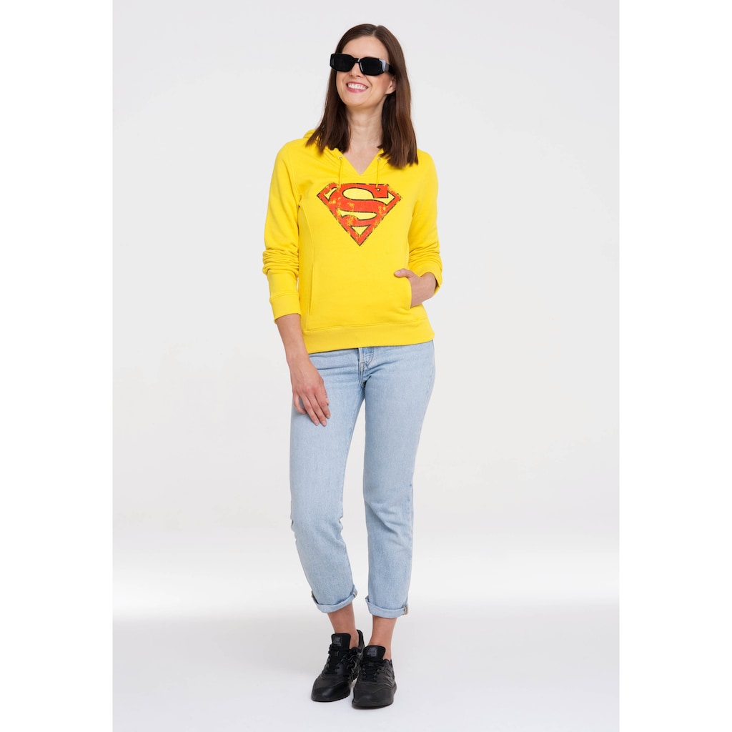 Damenmode Shirts & Sweatshirts LOGOSHIRT Kapuzensweatshirt »DC Comics - Superman«, mit lizenziertem Print gelb Damenmode Shirts & Sweatshirts LOGOSHIRT Kapuzensweatshirt »DC Comics - Superman«, mit lizenziertem Print gelb
