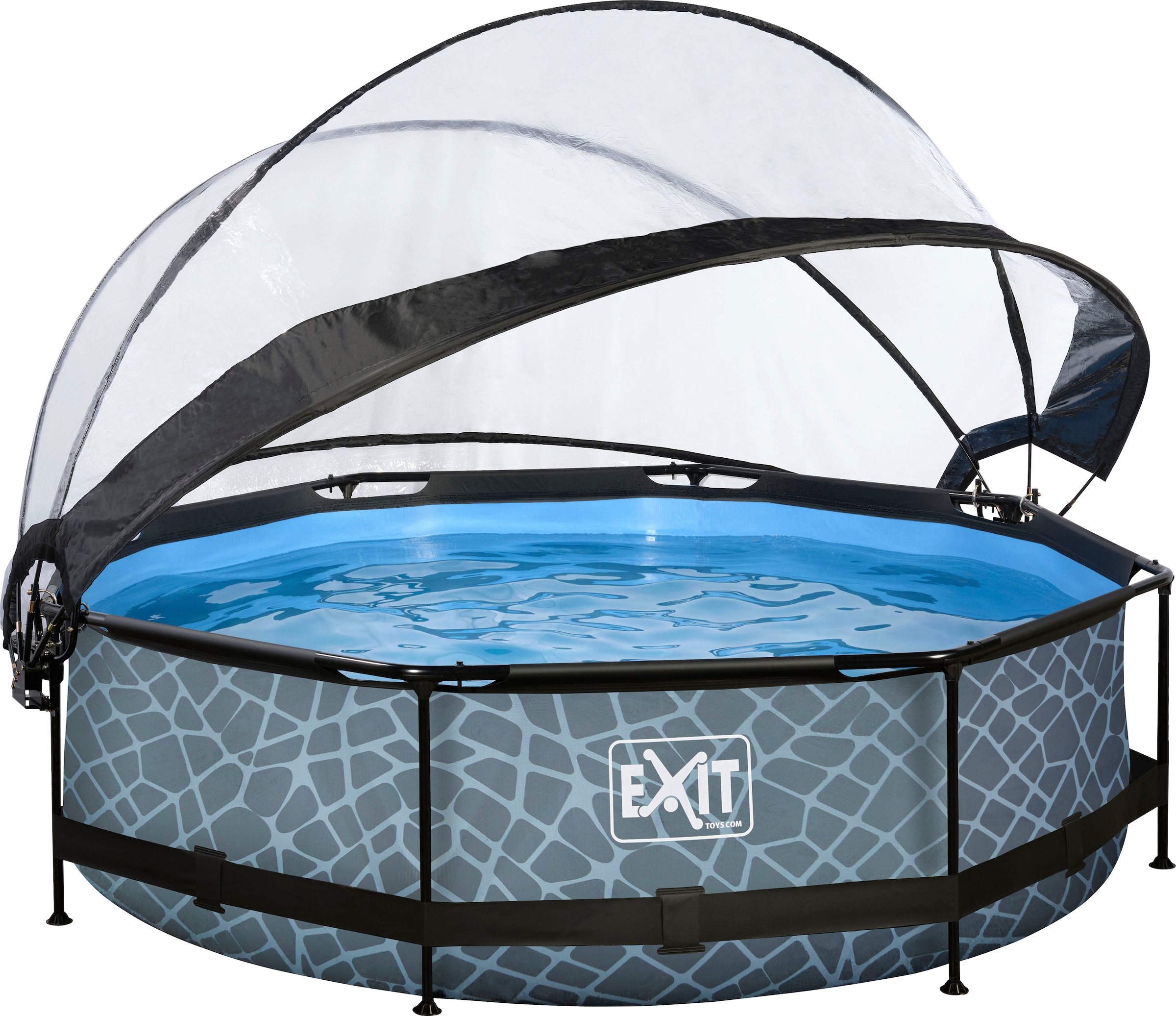 EXIT Framepool »inkl. multifunktionaler Abdeckung«, (Set, 4 tlg.), ØxH: 300x76 cm, mit Filterkartuschen-Pumpe und Abdeckung