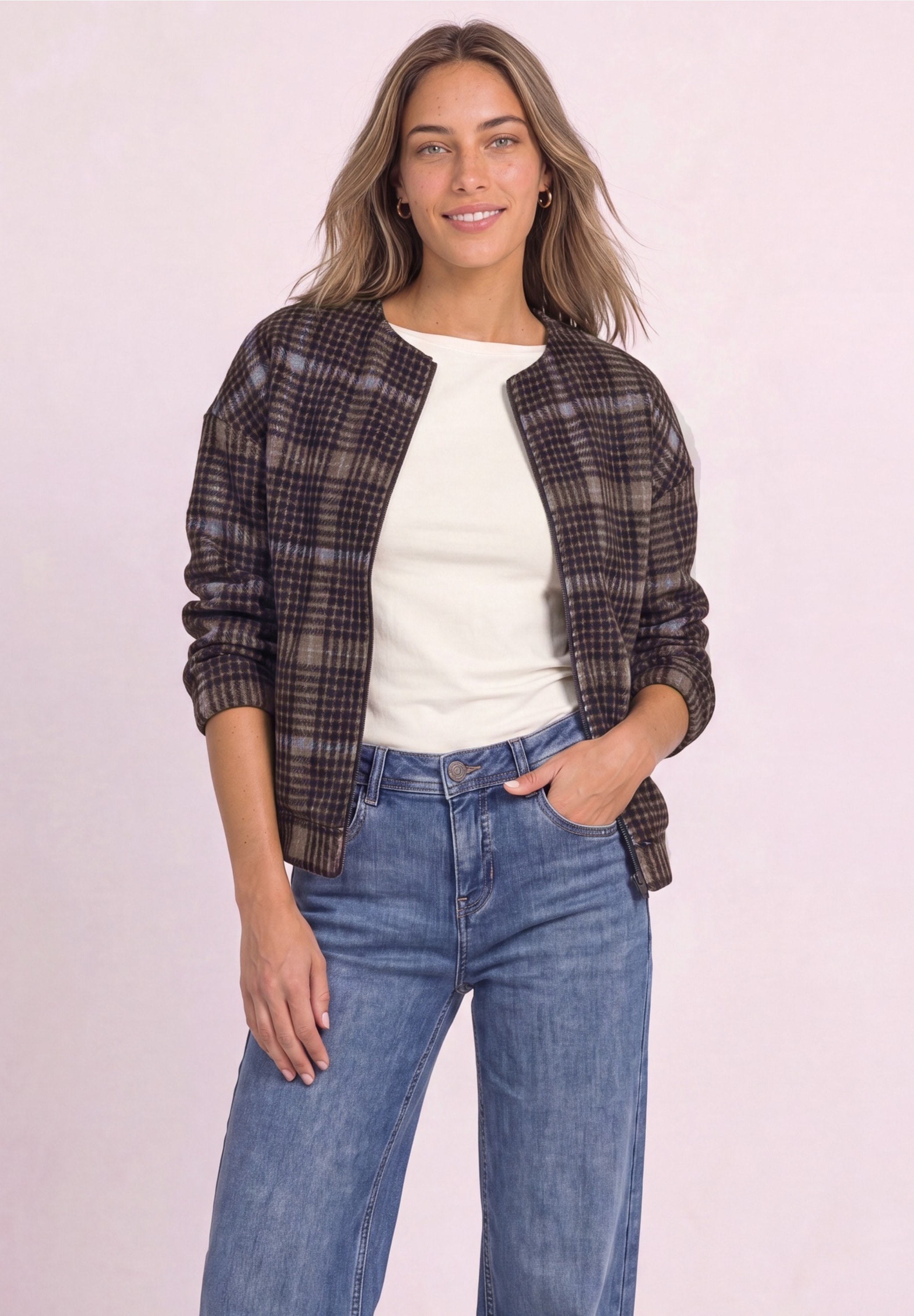 STREET ONE Cordjacke ohne Kapuze mit Karomuster