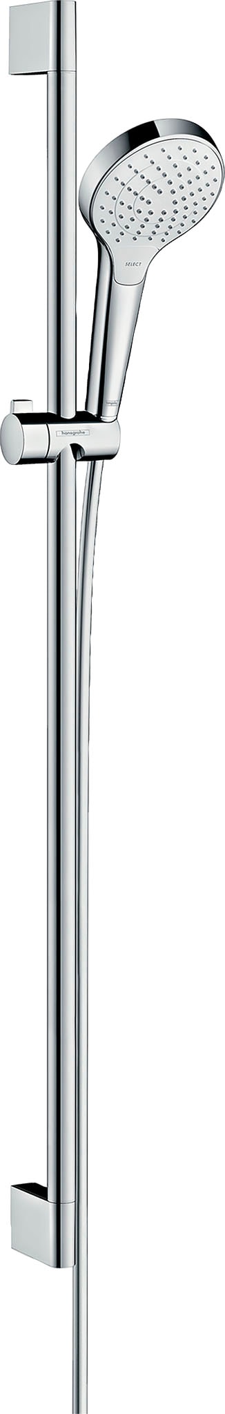 Brausegarnitur »Croma Select S«, (Komplett-Set), 11cm, mit Duschstange 90cm, Weiß/chrom