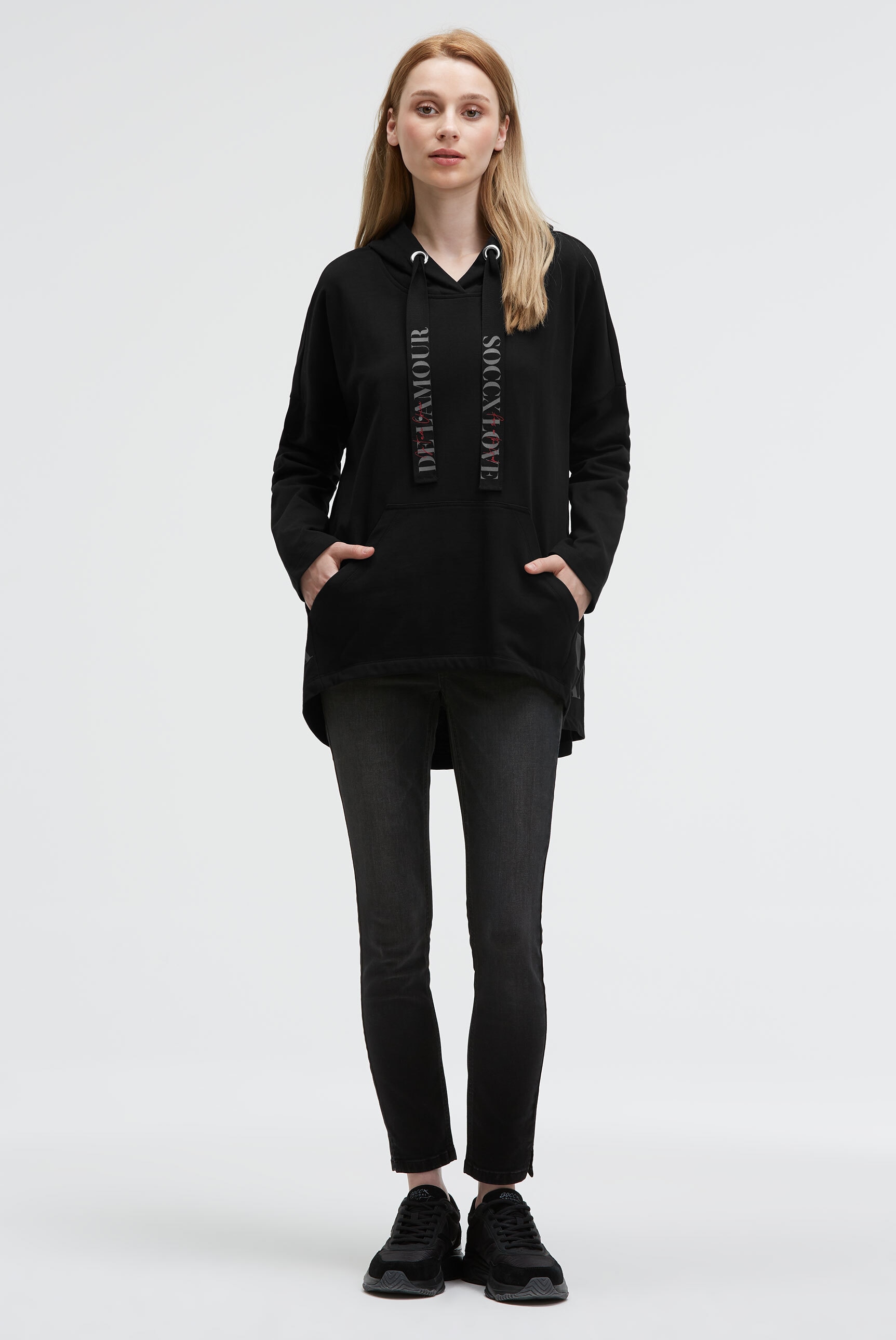 SOCCX Kapuzensweatshirt , mit verlängertem Saum hinten
