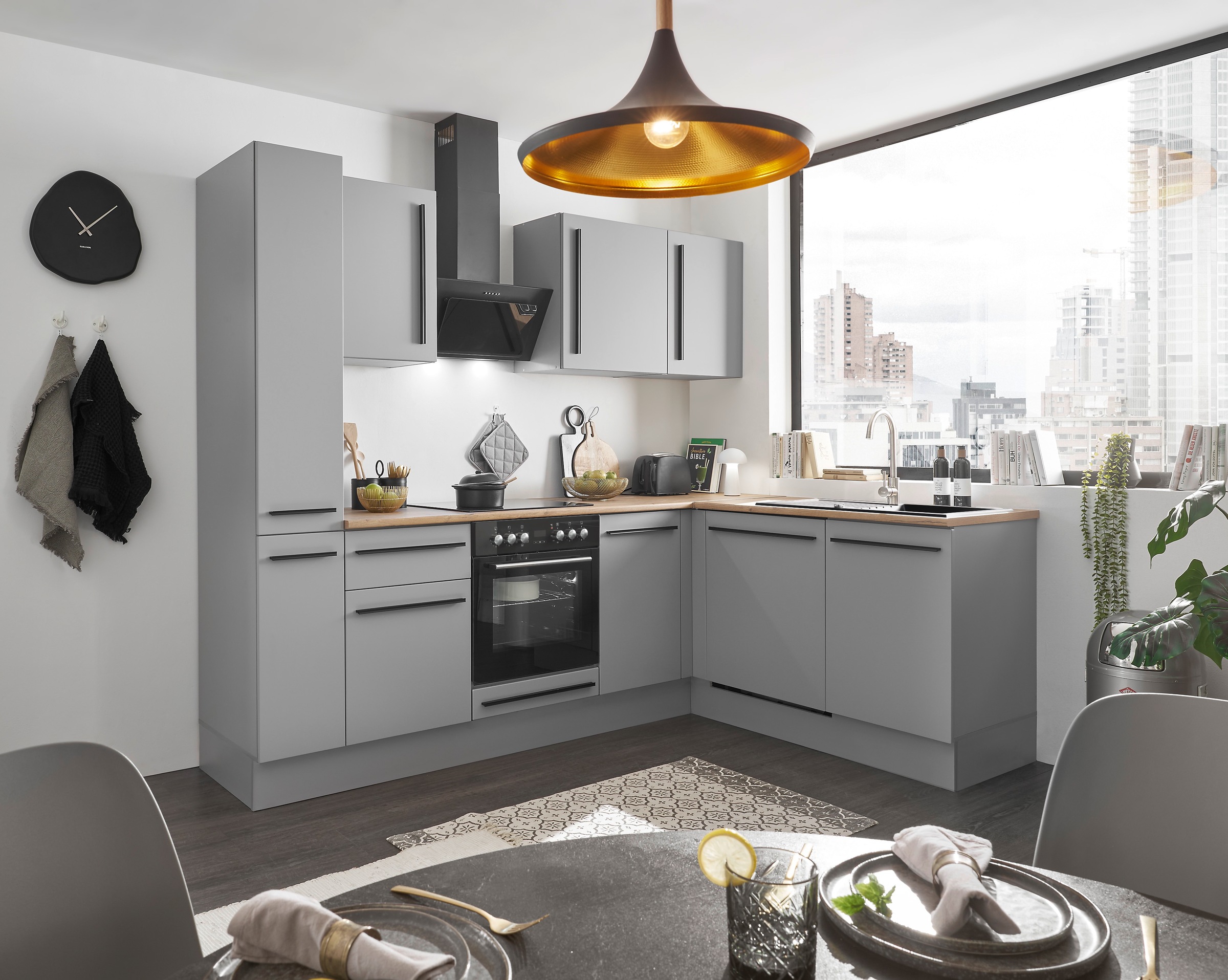 BASIC by Balculina Winkelküche »Denver, Küche BxHxT 250/115 x 211 x 60«, Breite 250 cm, wahlweise mit E-Geräten und Induktion