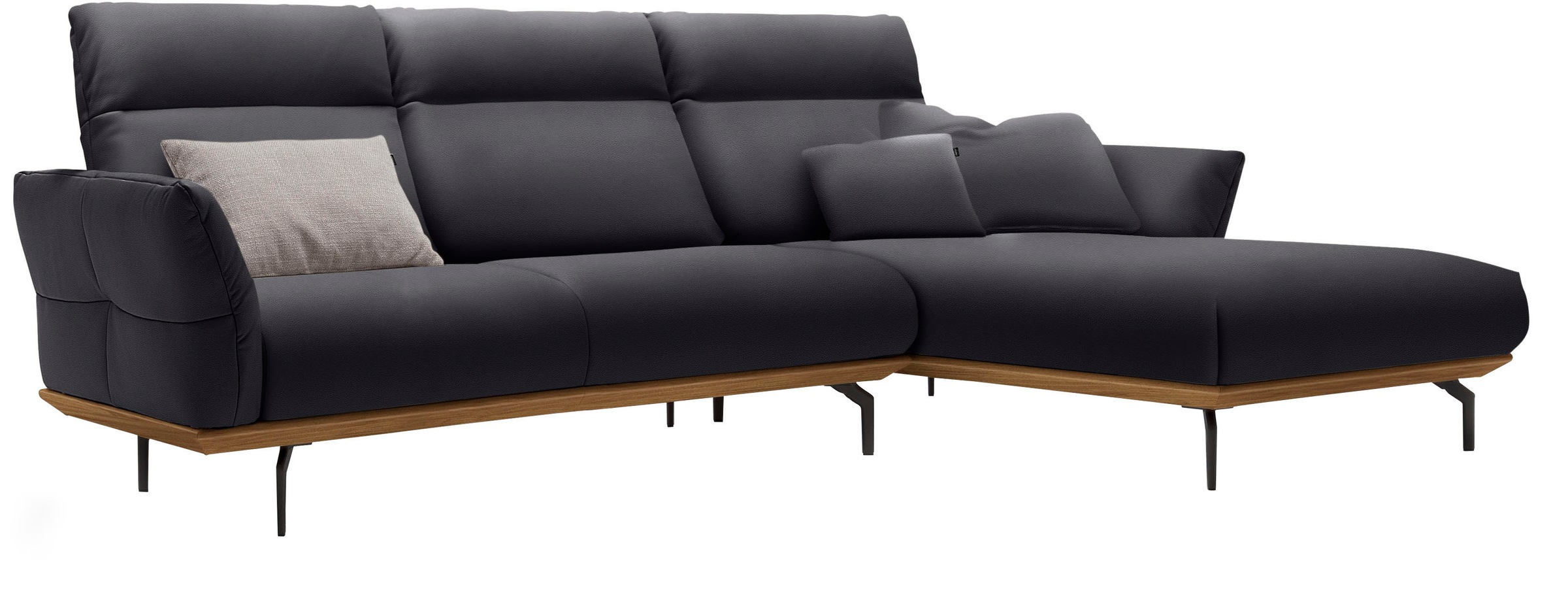 Creation BY ROLF BENZ Ecksofa »CR.460«, Sockel in Nussbaum, Winkelfüße in Umbragrau, Breite 298 cm