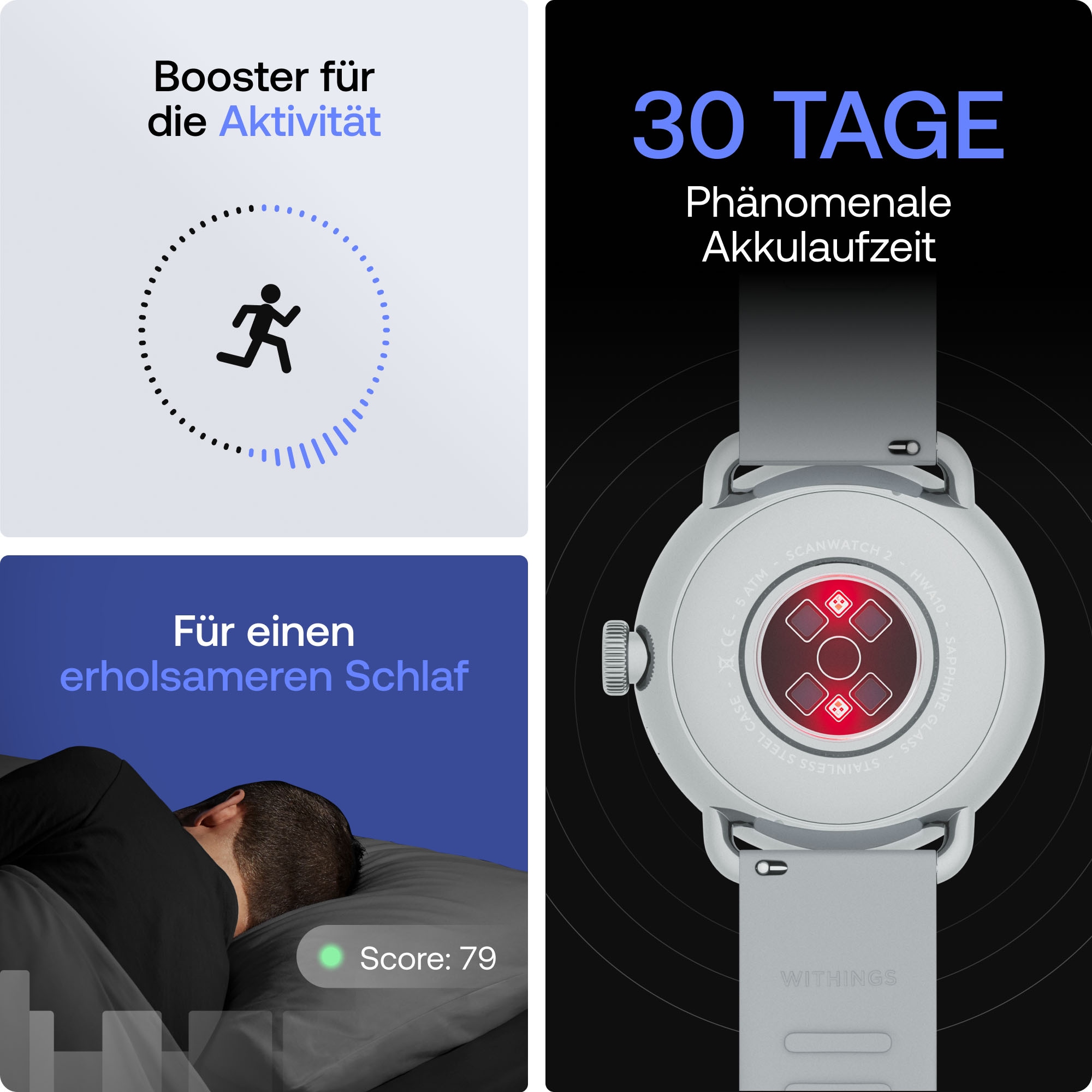 Withings Smartwatch »ScanWatch 2 38mm«, HealthSense OS,)