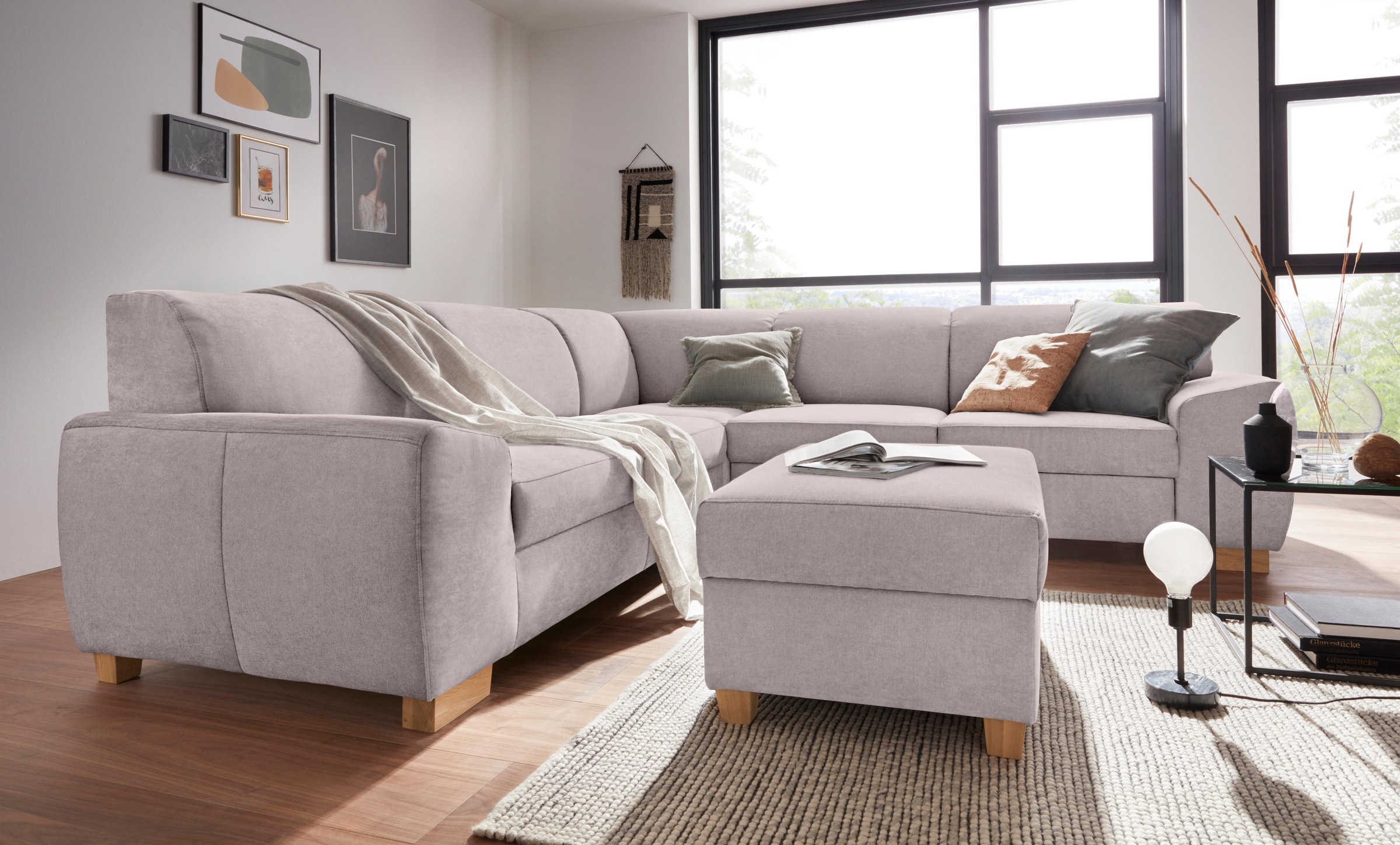 DOMO collection Ecksofa »Incanto kubische Formensprache, komfortabel, flache Armlehnen, L-Form«, wahlweise mit Bettfunktion