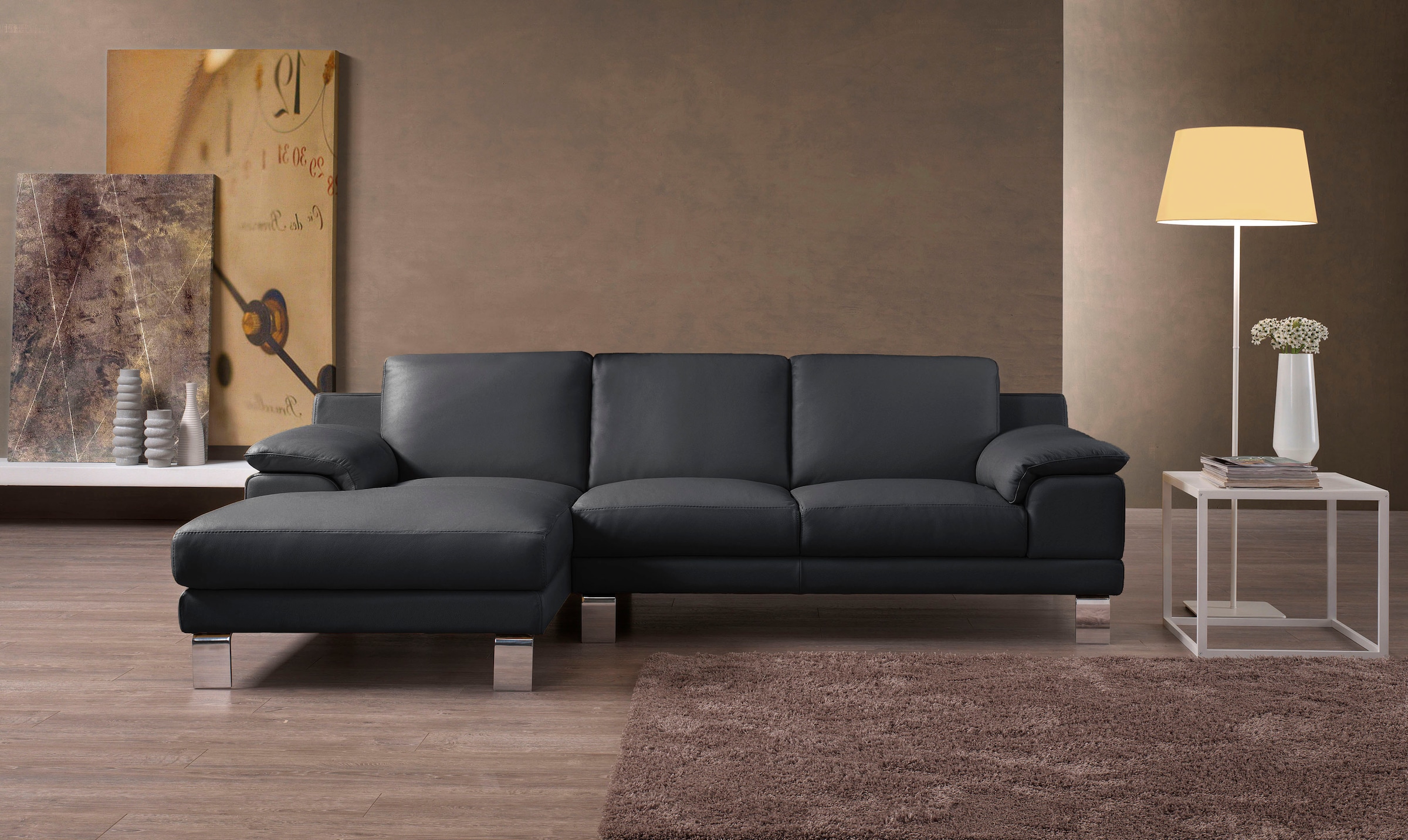 Egoitaliano Ecksofa »Shakira, Design und super Sitzkomfort auf hohem Niveau, tolle Details« mit Recamiere, L-Form, edle Füße