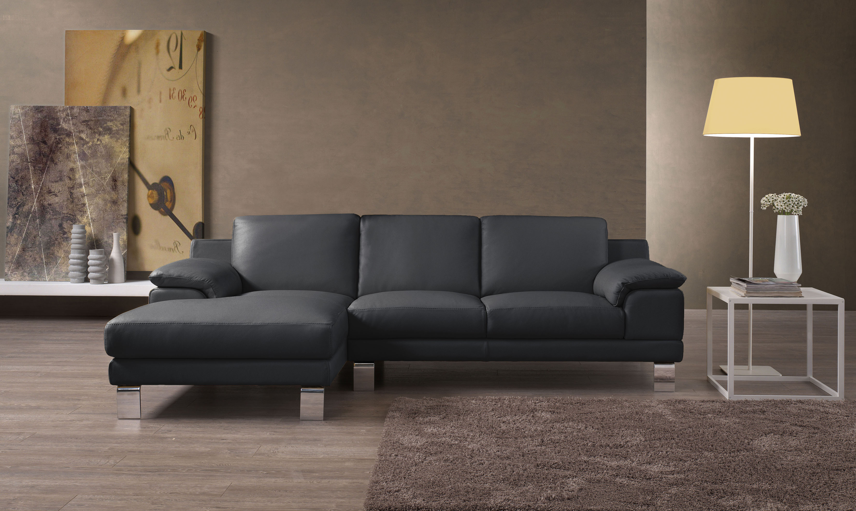 Egoitaliano Ecksofa "Shakira, Design & Sitzkomfort auf hohem Niveau, Breite 236cm, L-Form" mit Recamiere, L-Form, edle Füße
