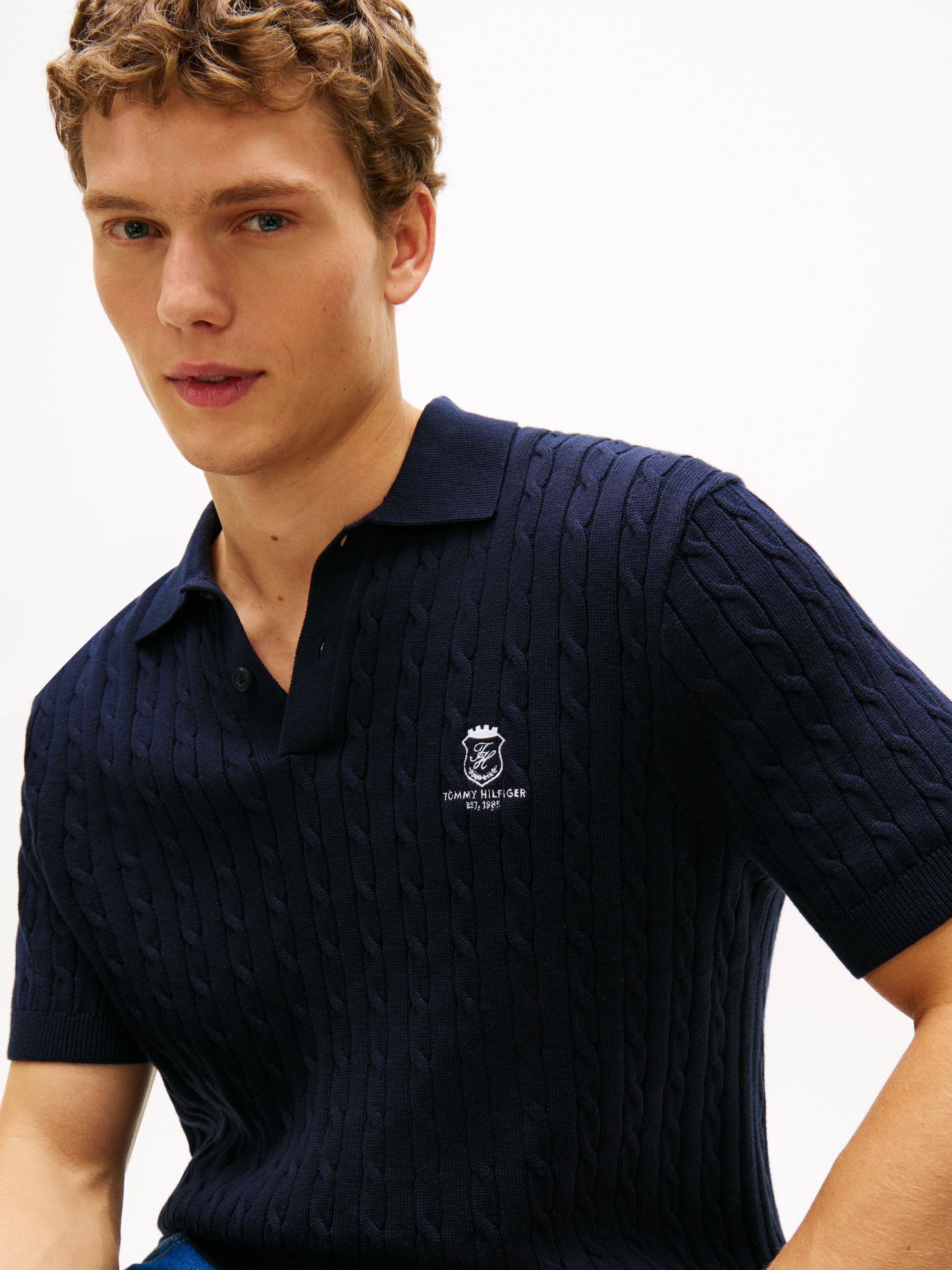 Tommy Hilfiger Poloshirt "CABLE SHORT SLEEVE POLO" regular fit, Zopfmuster günstig online kaufen
