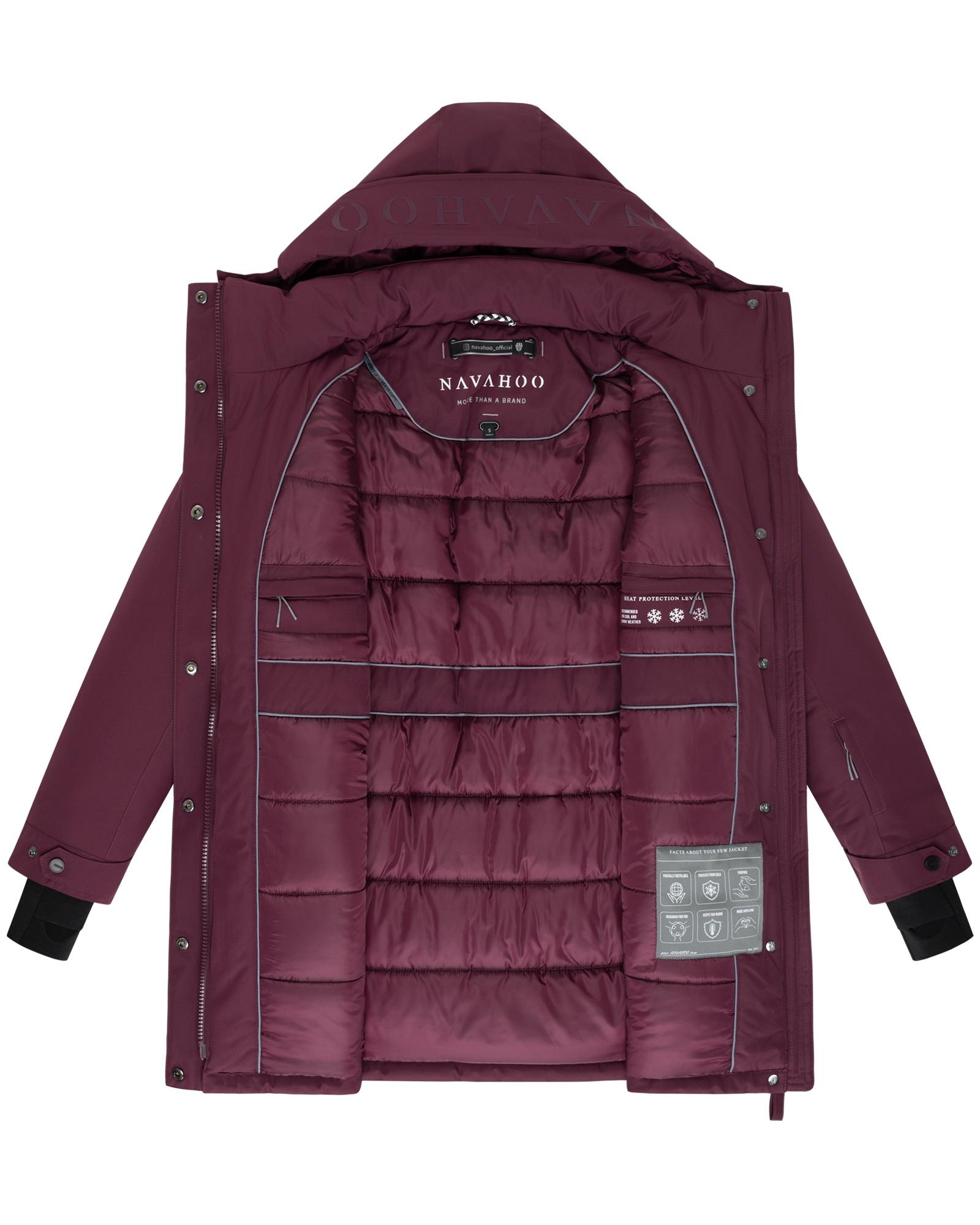 Navahoo Wintermantel »Frostkuss 14«, Warmer Damen Mantel mit abnehmbarer Kapuze und Taillengürtel