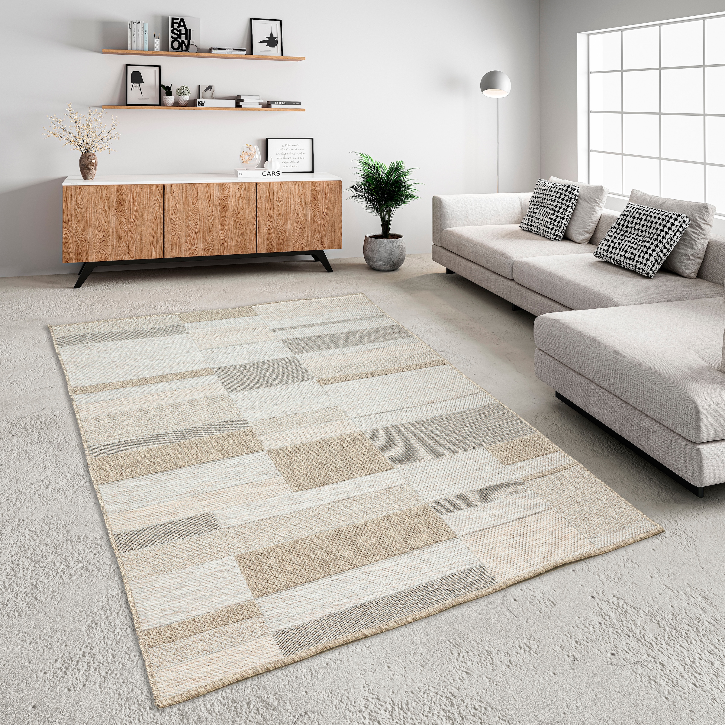 Gino Falcone Teppich »Mariella GF-135«, rechteckig, 6 mm Höhe, modernes Patchwork Design, meliert, In- und Outdoor geignet