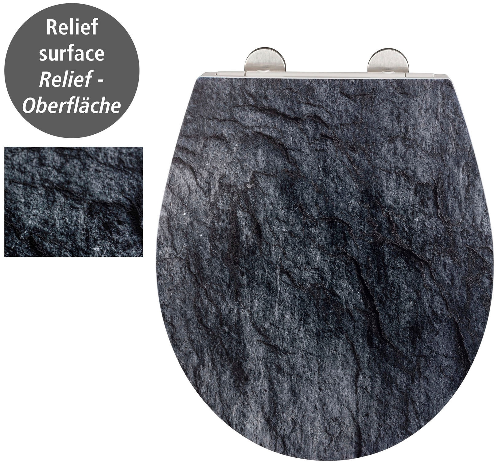 WENKO WC-Sitz »Slate Rock«, mit Relief, aus antibakteriellem Duroplast