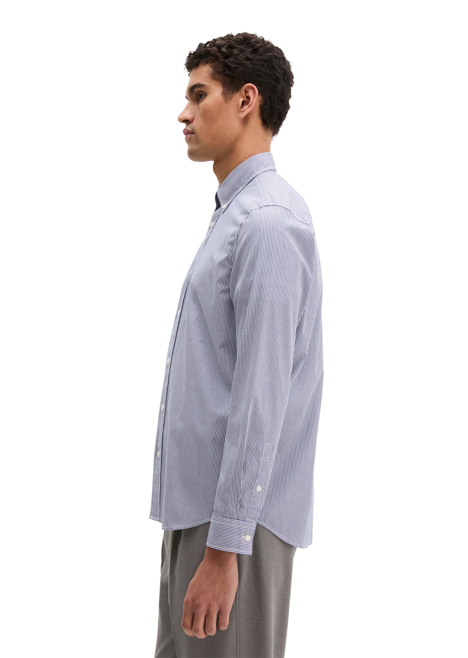 Marc O'Polo Streifenhemd regular Fit, Bio-Baumwolle, Button-down-Kragen