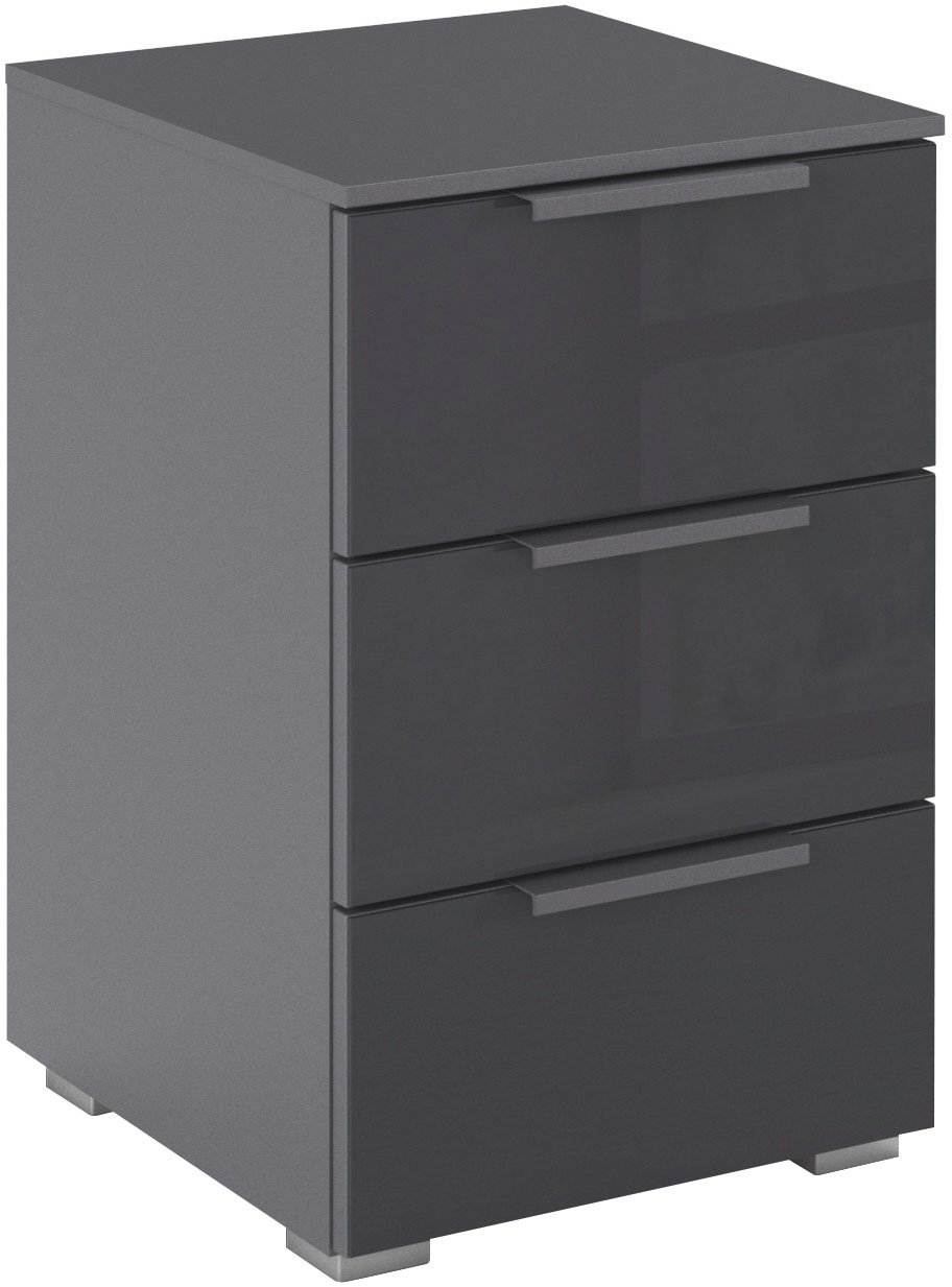 rauch Nachtkommode "Nachttisch Nachtkonsole Nachtschrank KOLUNA mit Glasfront" Breite 40 cm mit hochwertiger Glasfront, mit 3 geräumigen Schubladen für viel Stauraum MADE IN GERMANY