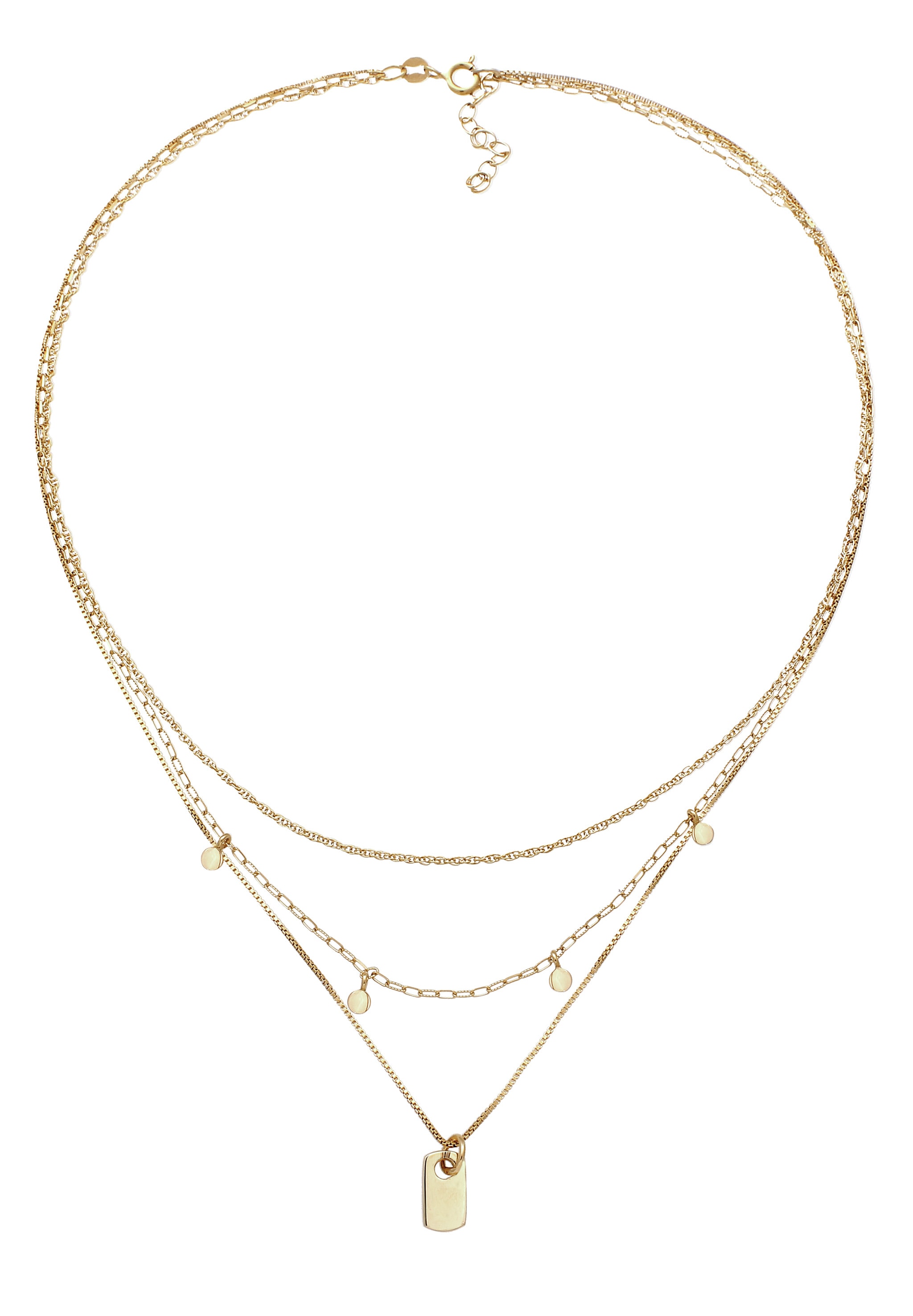 Elli Silberkette »Halskette Layerkette Plättchen 925 Sterling Silber vergoldet«