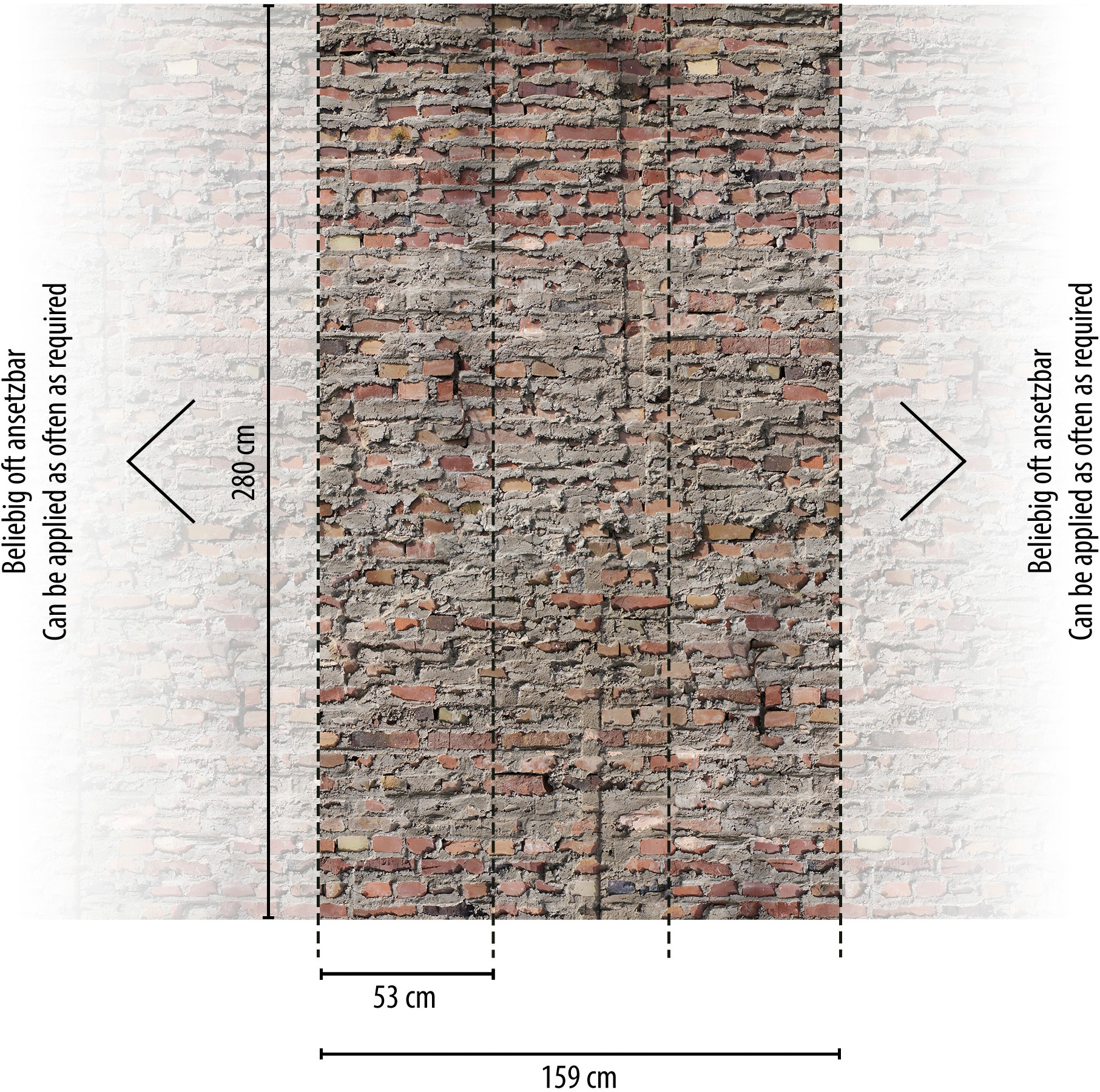 living walls Vliestapete »Vibes & Styles Urbanico – Industrial Brick Fototapete« 3D-Optik leicht strukturiert Backsteinoptik mit markanter Struktur und urbanem Loft-Charakter