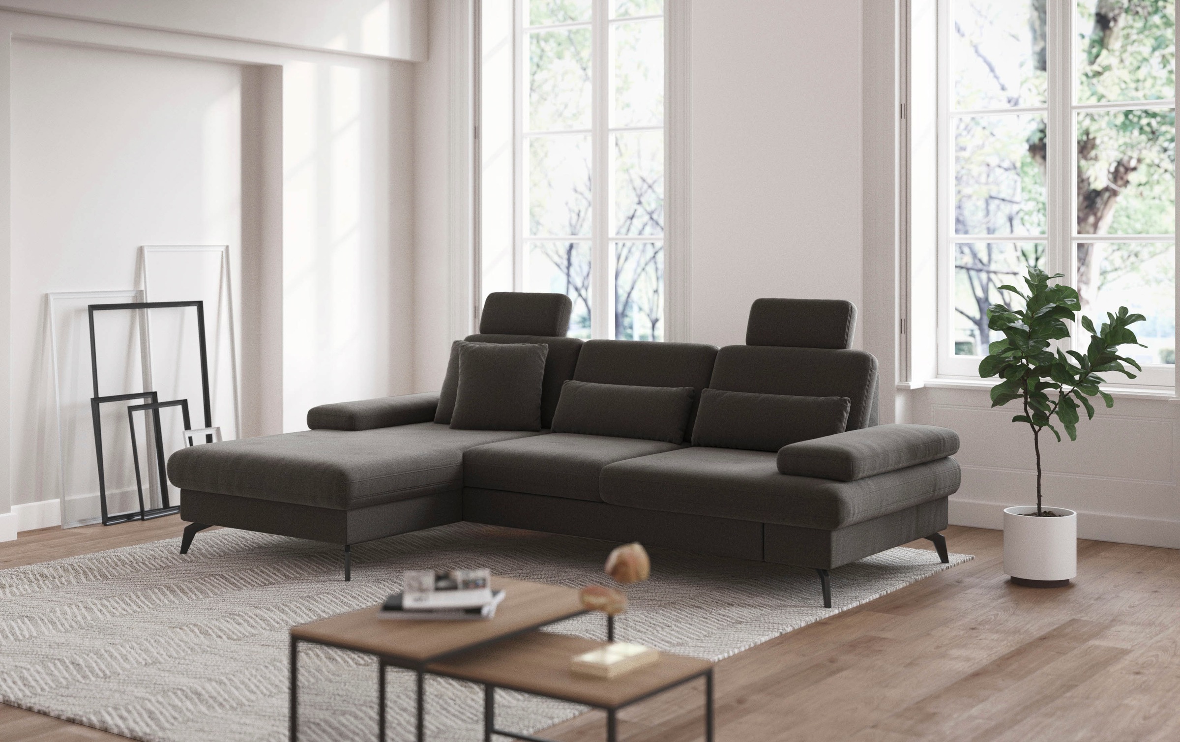 sit&more Ecksofa »Morris L-Form, inkl. Sitztiefenverstellung«, wahlweise mit Armteilverstellung, Bettfunktion & Bettkasten
