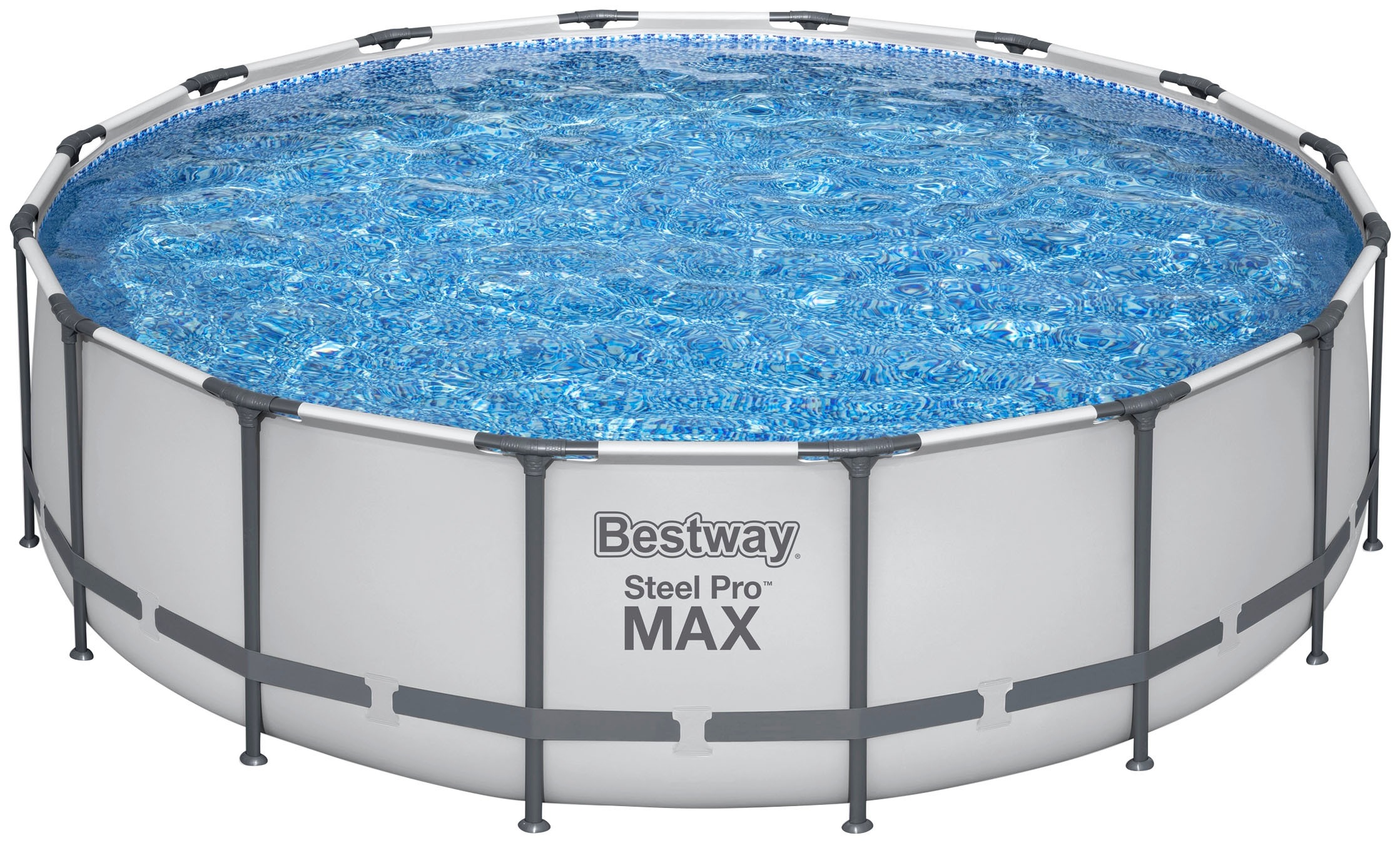 Bestway Framepool »Steel Pro MAX™«, (Komplett-Set), Frame Pool mit  Filterpumpe Ø 488x122 cm, lichtgrau auf Raten | BAUR