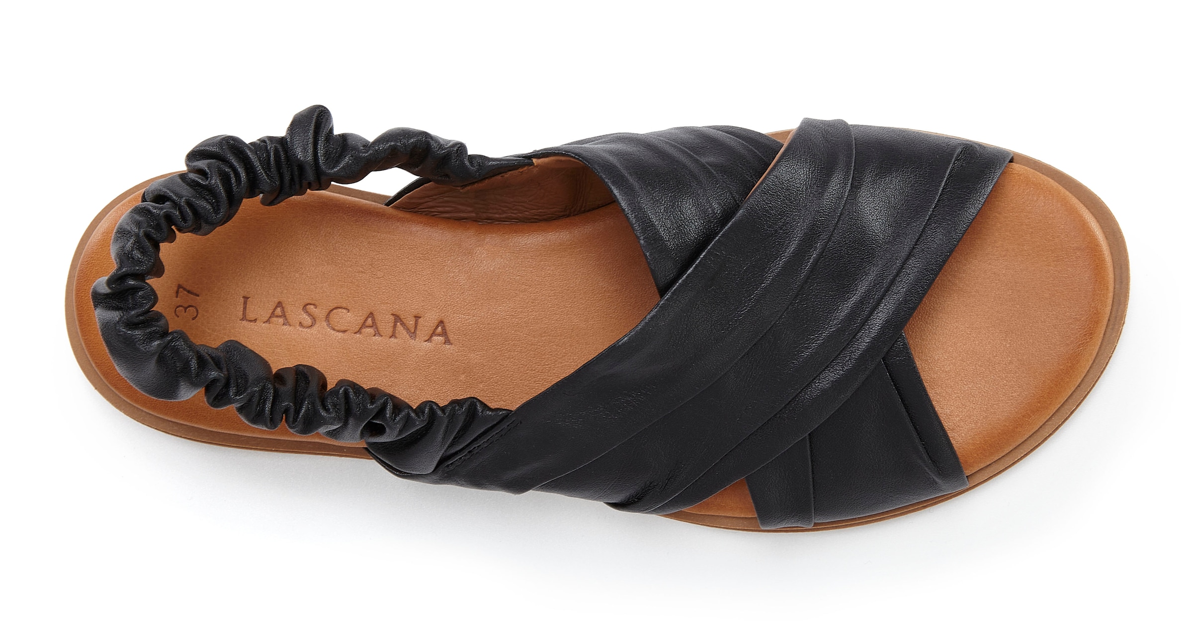 Vivance Sandale »Sandalette, Sommerschuh, offener Schuh, Pantolette«, aus Leder mit elastischen Riemchen