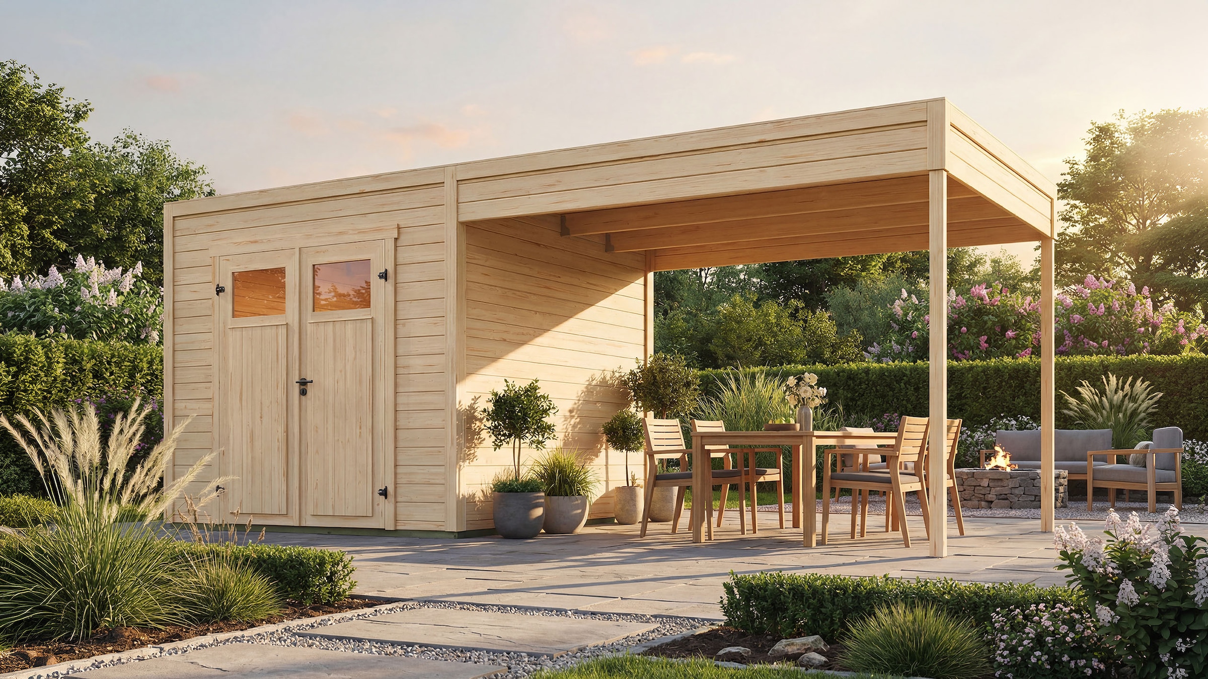 weka Gartenhaus "Batu 1,5 mit Anbau 300 cm"