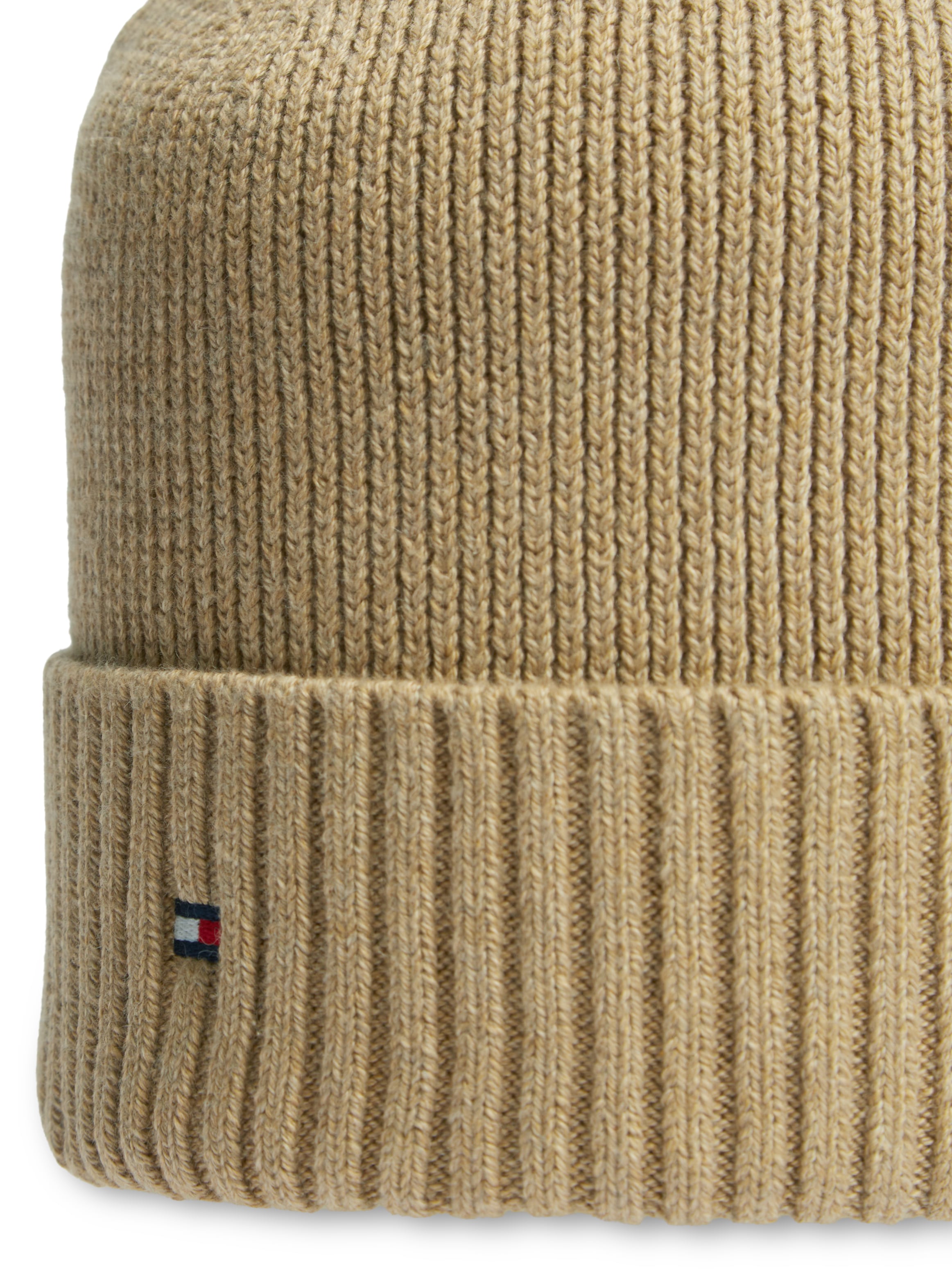 Tommy Hilfiger Strickmütze »TH FLAG PIMA COTTON BEANIE« Beanie mit Logostickerei, mit Kaschmiranteil Unisex