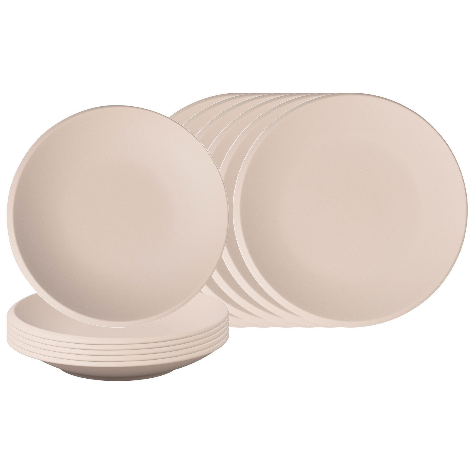 Villeroy & Boch "Teller- & Schalenset NewMoon 12er Set beige" Spülmaschinengeeignet, Mikrowellenfest