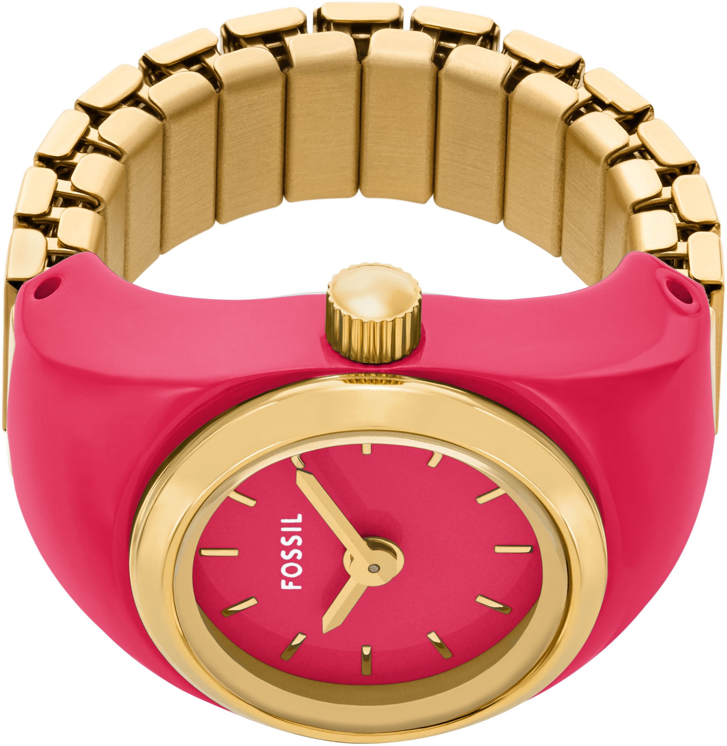 Fossil Uhrenring »WATCH RING«, Armbanduhr, Damenuhr, Edelstahlarmband, analog