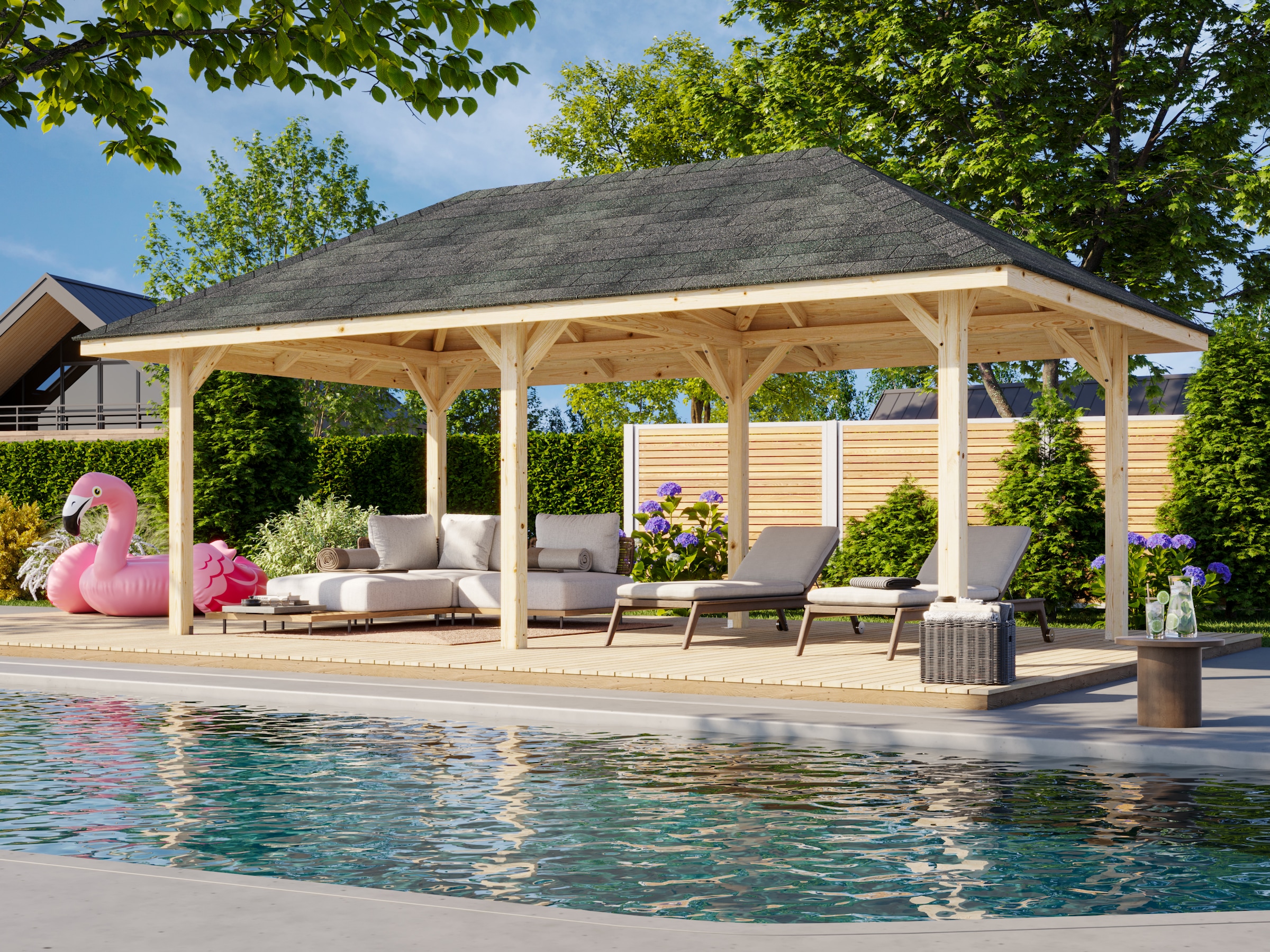 Palmako Holzpavillon »Bianca 16,6 m²« BxTxH: 672x384x319 cm
