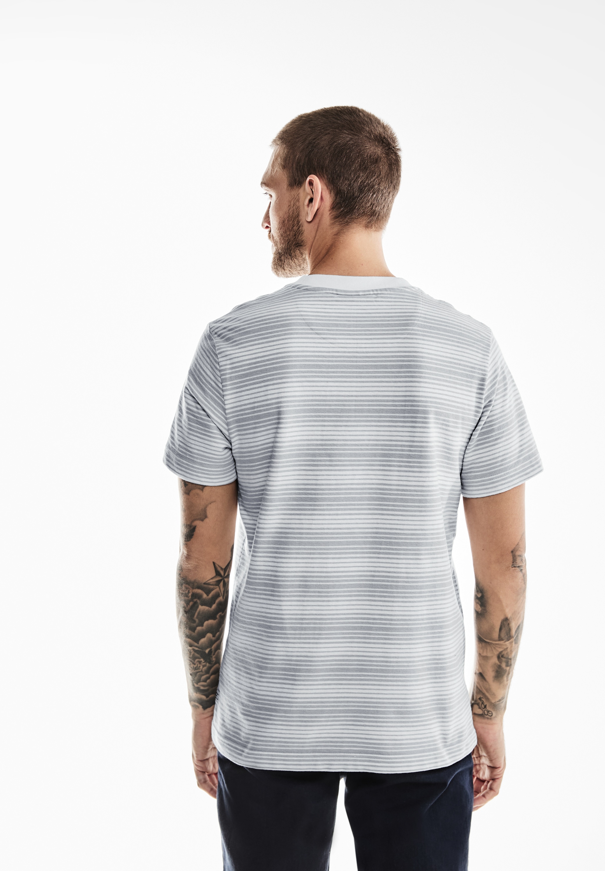 STREET ONE MEN Rundhalsshirt, mit Rundhalsausschnitt