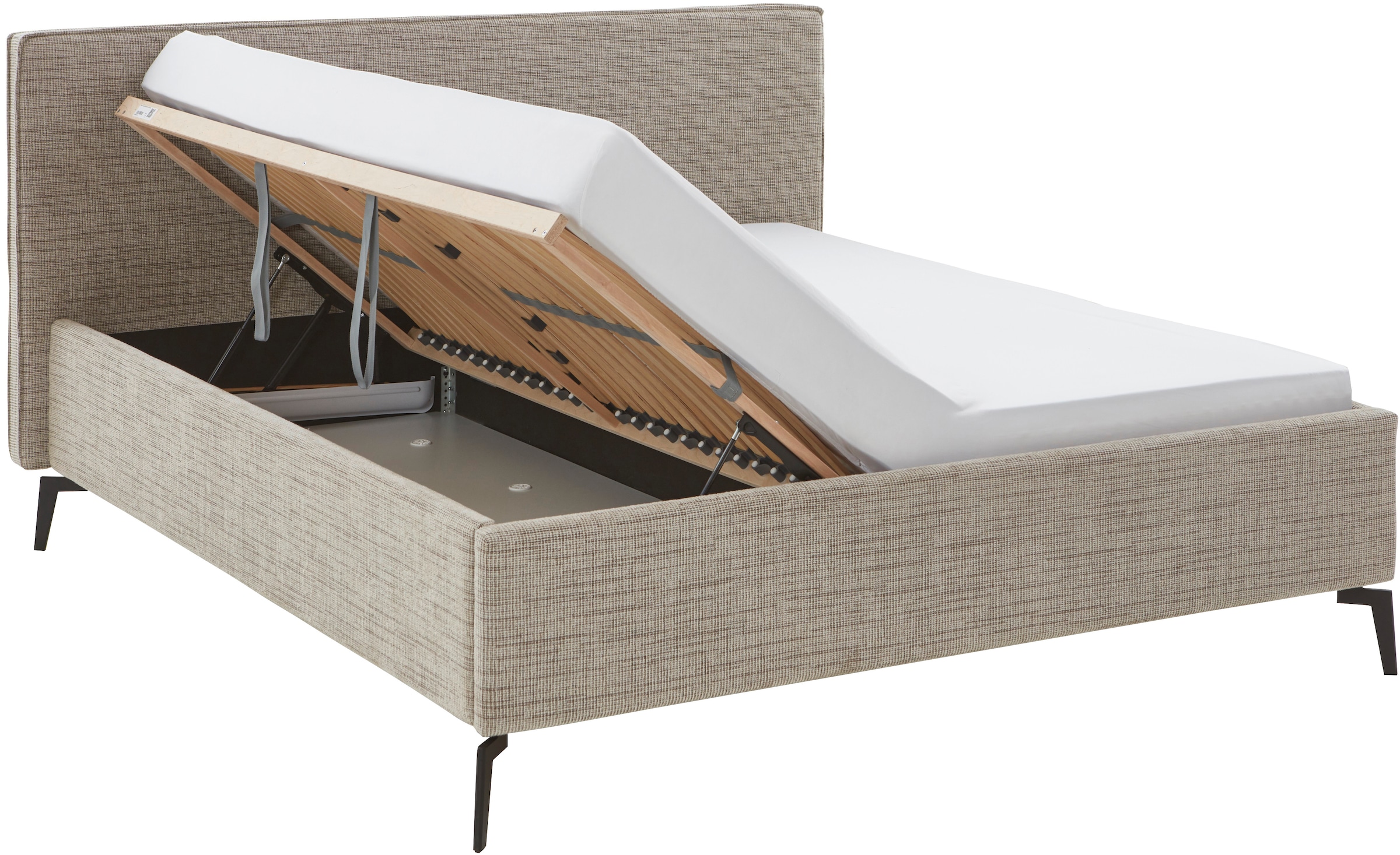 meise.möbel Polsterbett »Riva II«, mit schwarzen Metallfüßen, wahlweise mit Bettkasten