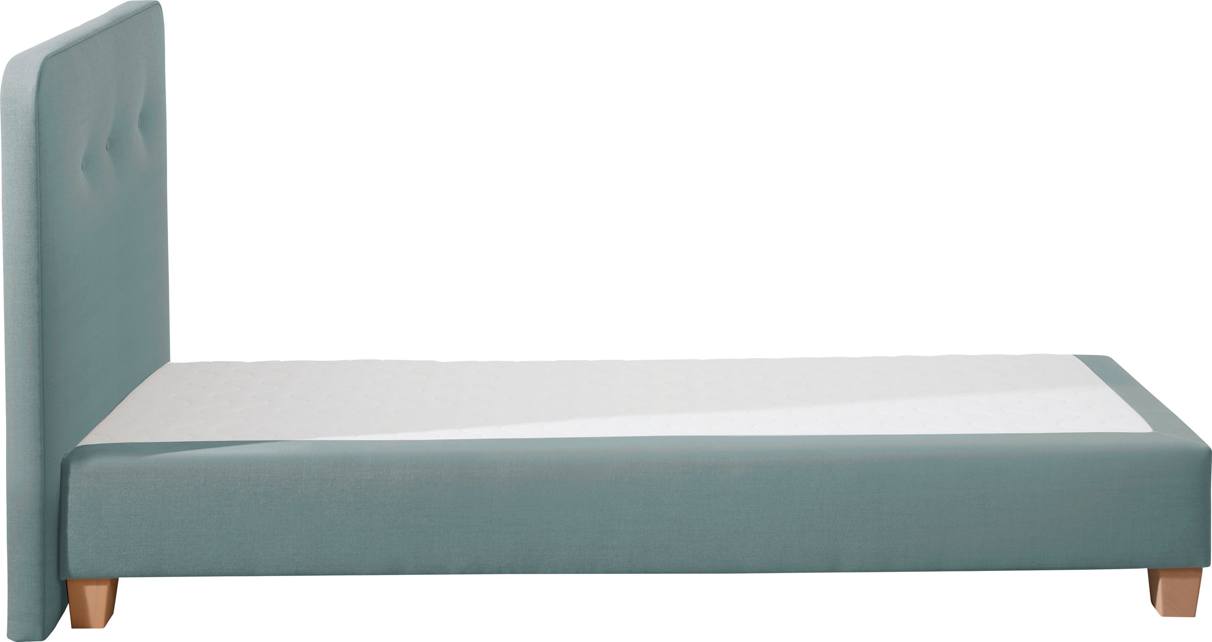 Boxspringbett HOME AFFAIRE "Fargo", blau (petrol), B:103cm L:207cm, Struktur fein (100% Polyester);Samtstoff (100% Polyester), Komplettbetten, Boxspringbett, inkl. Topper, in 3 Matratzenarten, in Samt- oder Strukturstoff 3