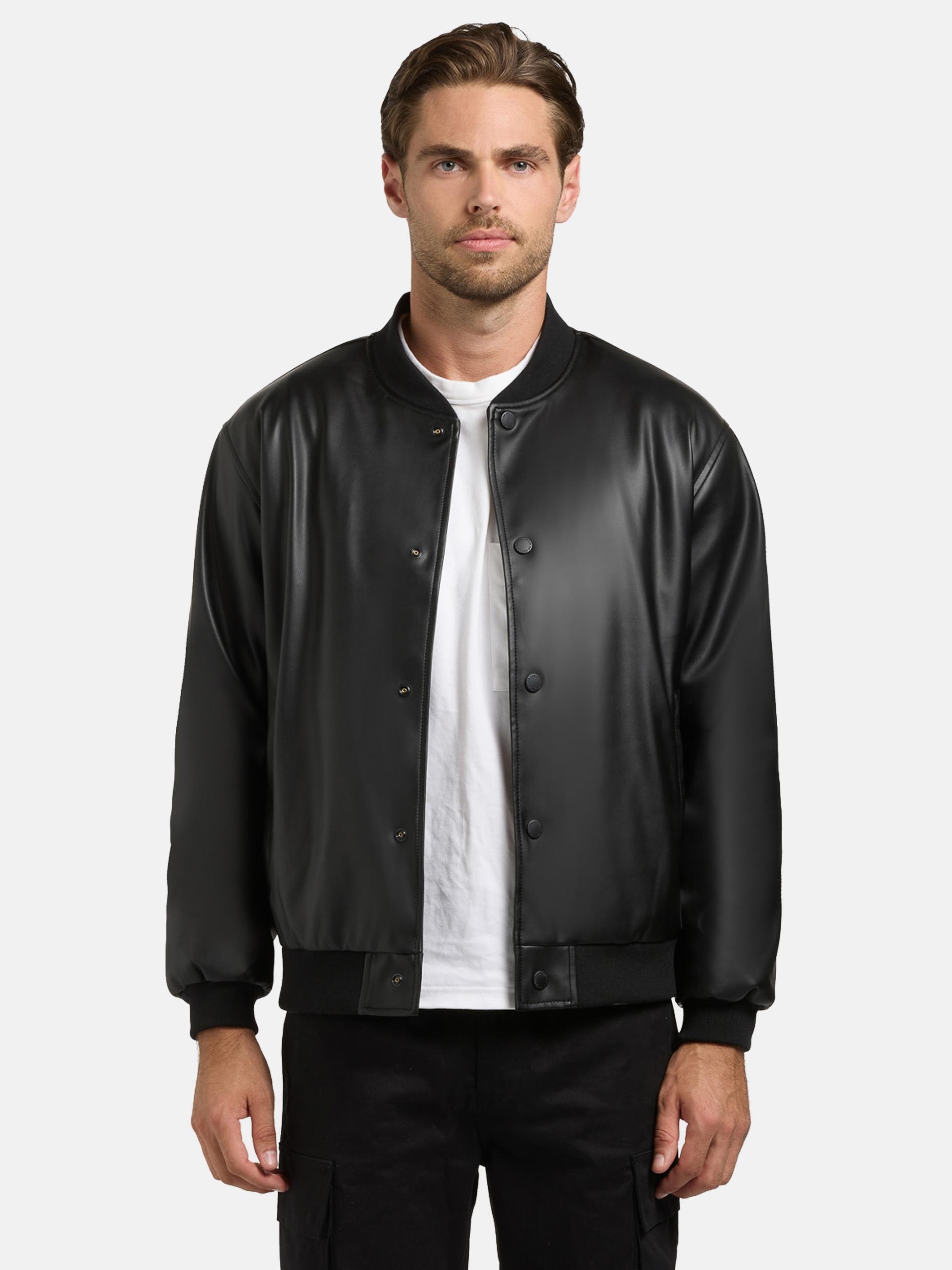 khujo Bomberjacke "Cale" ohne Kapuze Lässige Herren Kunstlederjacke