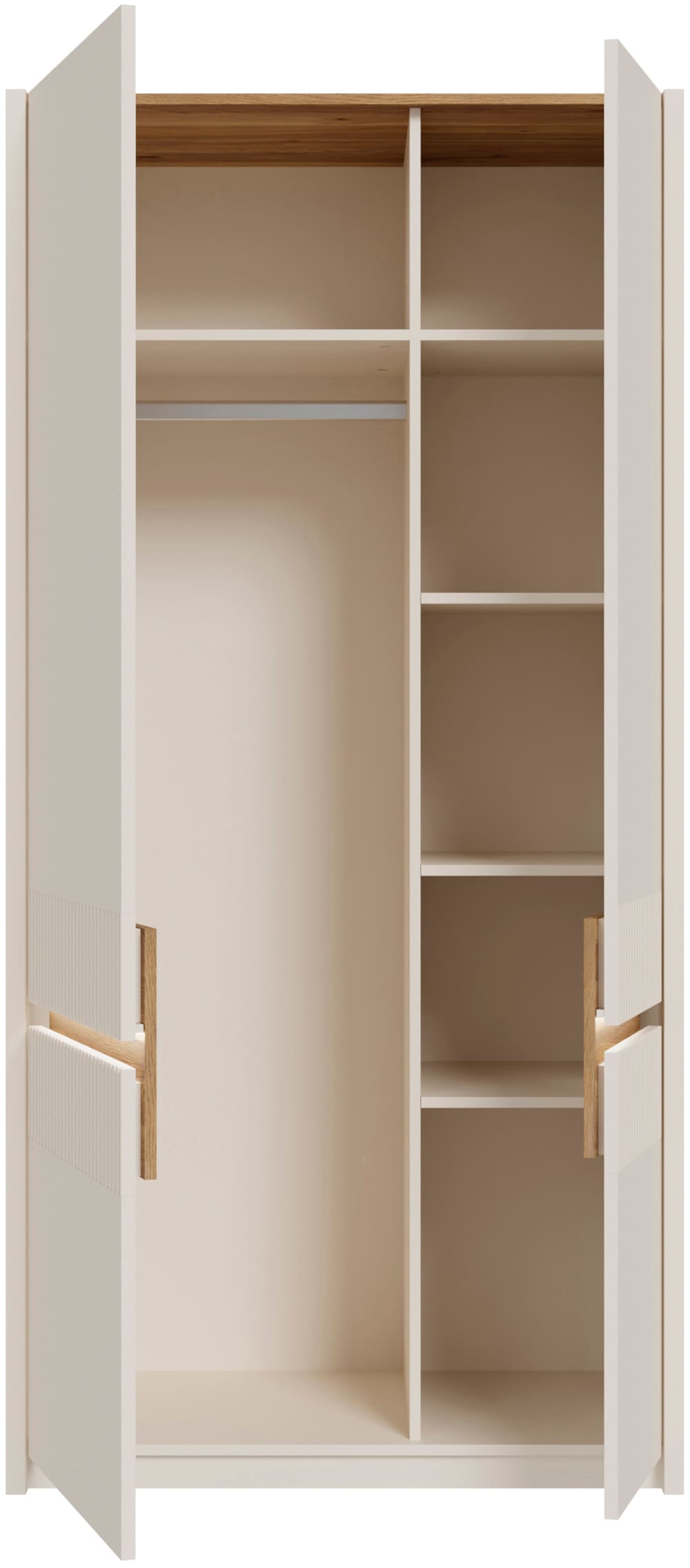 FORTE Kleiderschrank »Oak Square«, (B/H/T ca. 95,3x197,9x52 cm), Kleiderschrank, Beleuchtung, grifflos, Soft Close