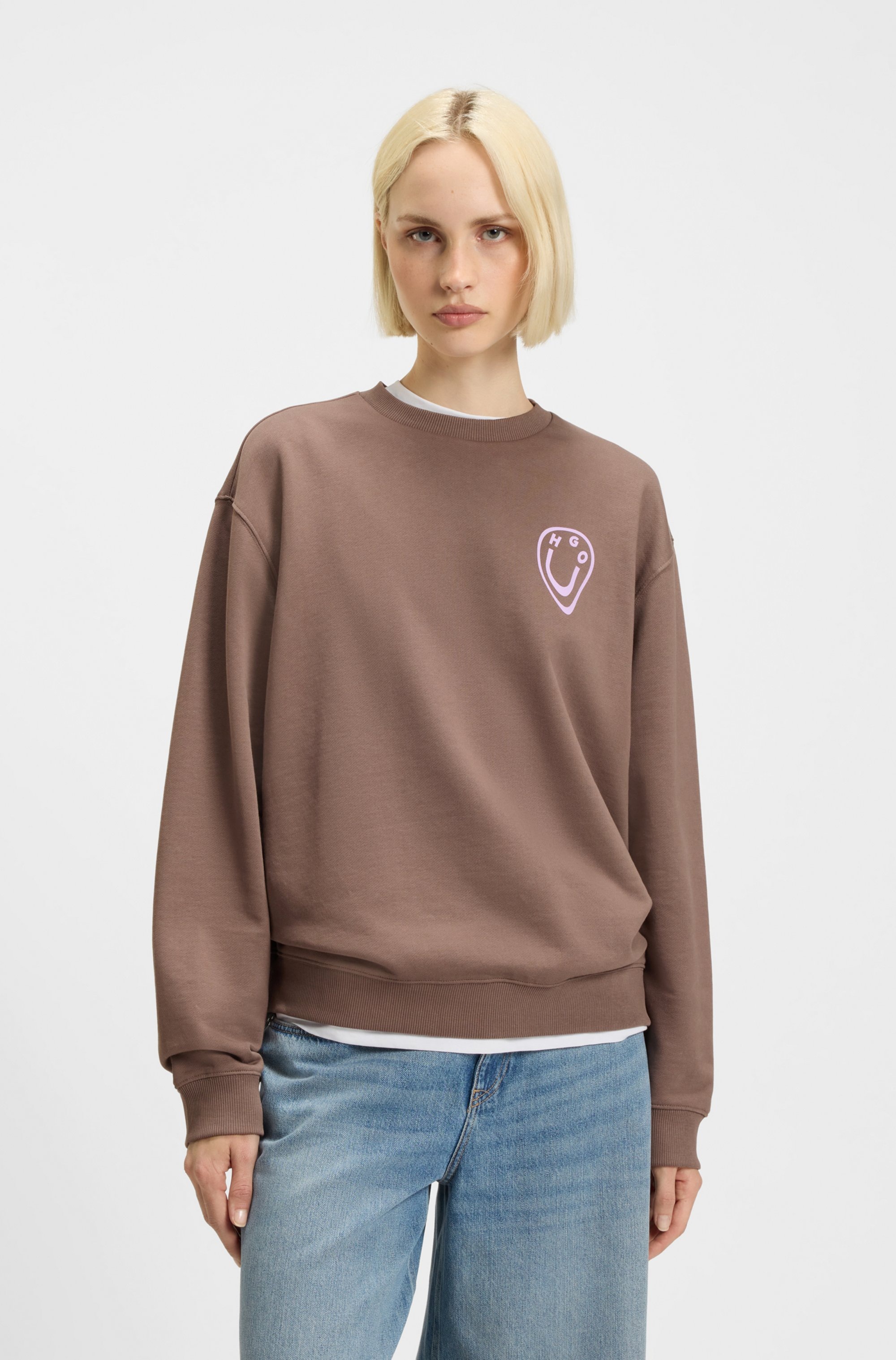 HUGO Blue Sweatshirt "Oversized Crew" Rundhals, mit Print günstig online kaufen