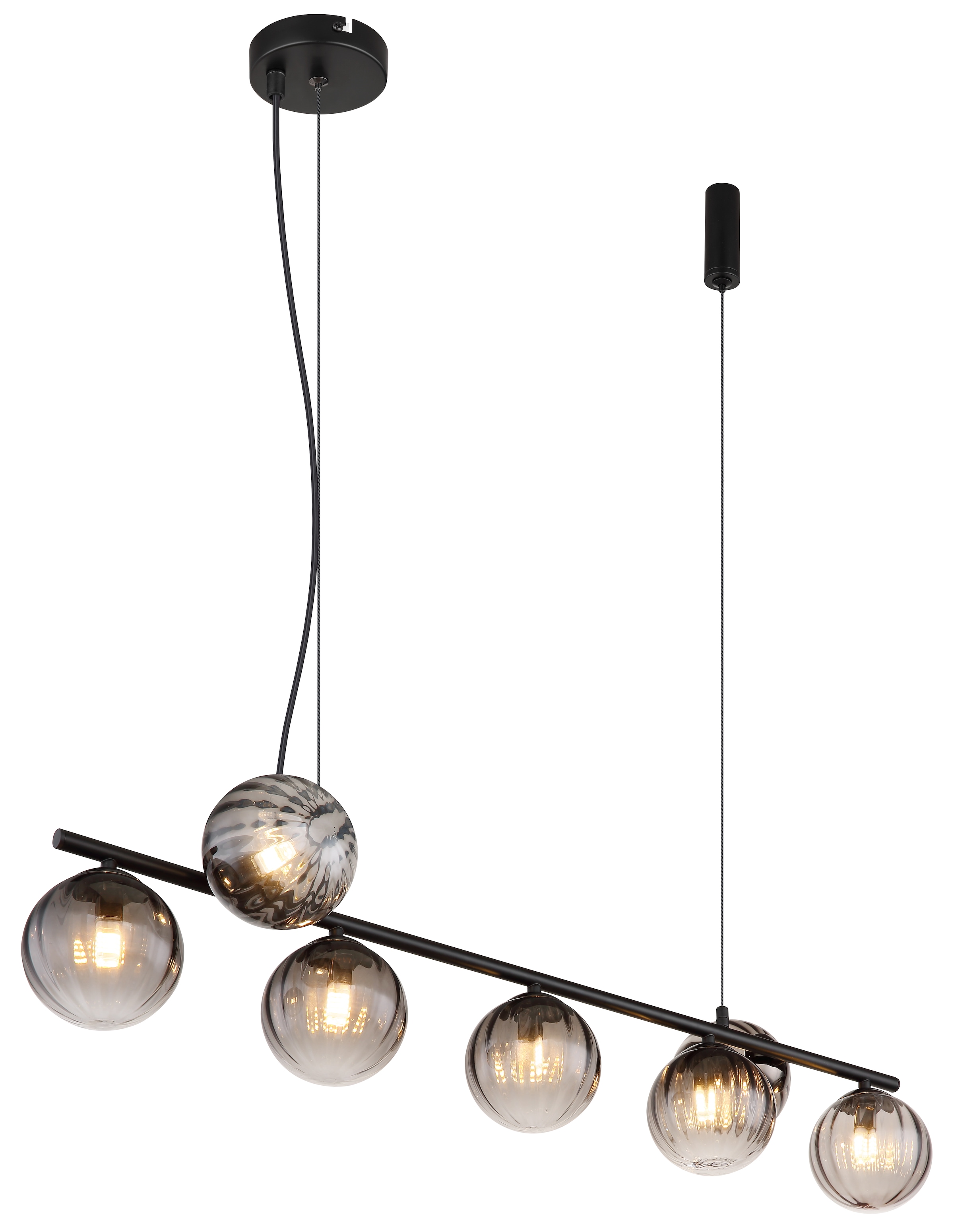 GLOBO LIGHTING Hängeleuchte »DALLERTA«, Leuchtmittel G9 | ohne Leuchtmittel, Hängelampe/Pendelleuchte/Glas rauchfarben/Höhe kürzbar/Esstisch