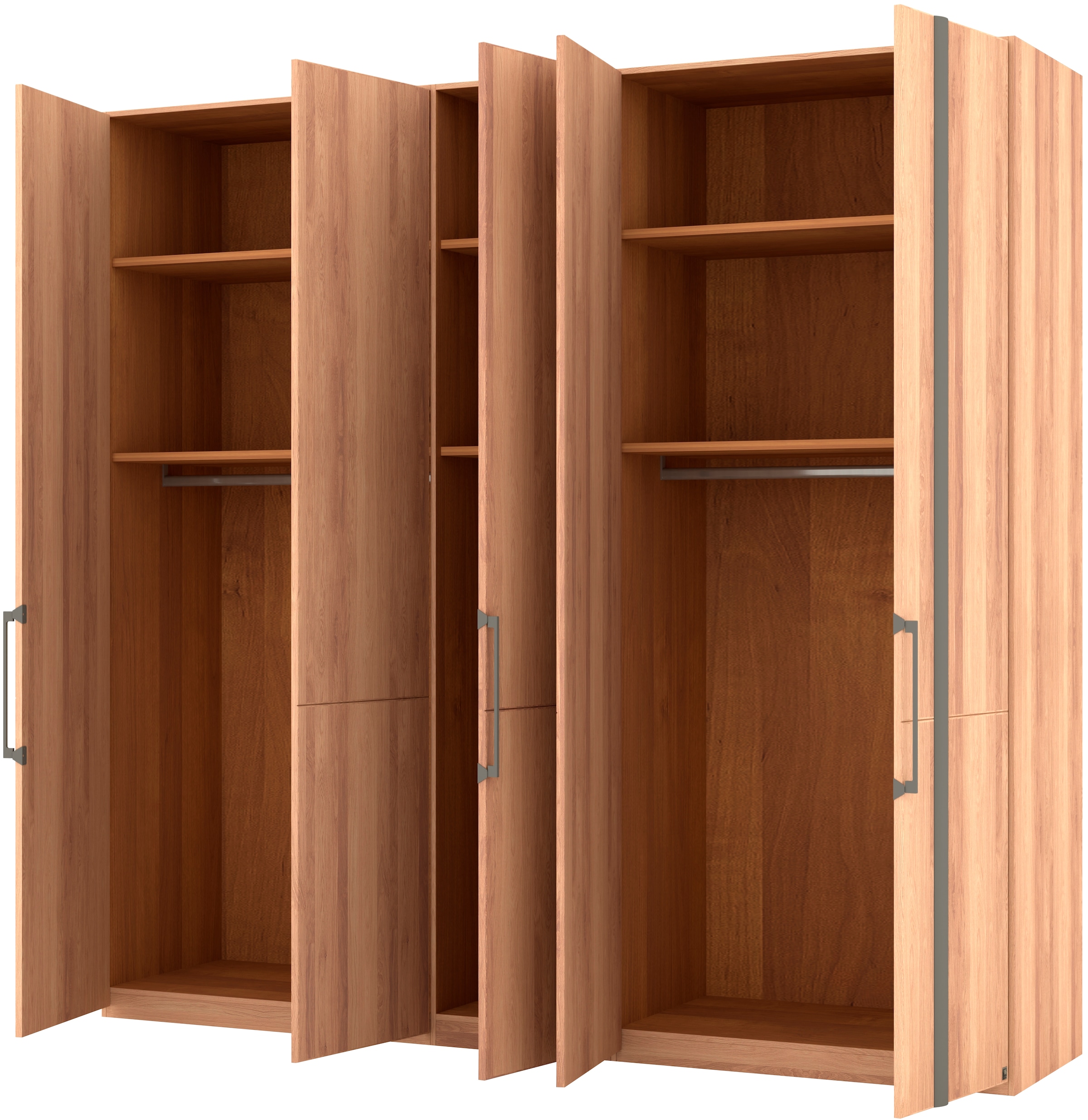 Musterring Drehtürenschrank »Sorrent, Kleiderschrank, teilmassiv Eiche«, (mit Türdämpfern, in 5 Breiten & 2 Höhen, extra Böden, MADE IN GERMANY), Türen in Eiche massiv mit Absetzung in Schiefer, verschiedene Maße