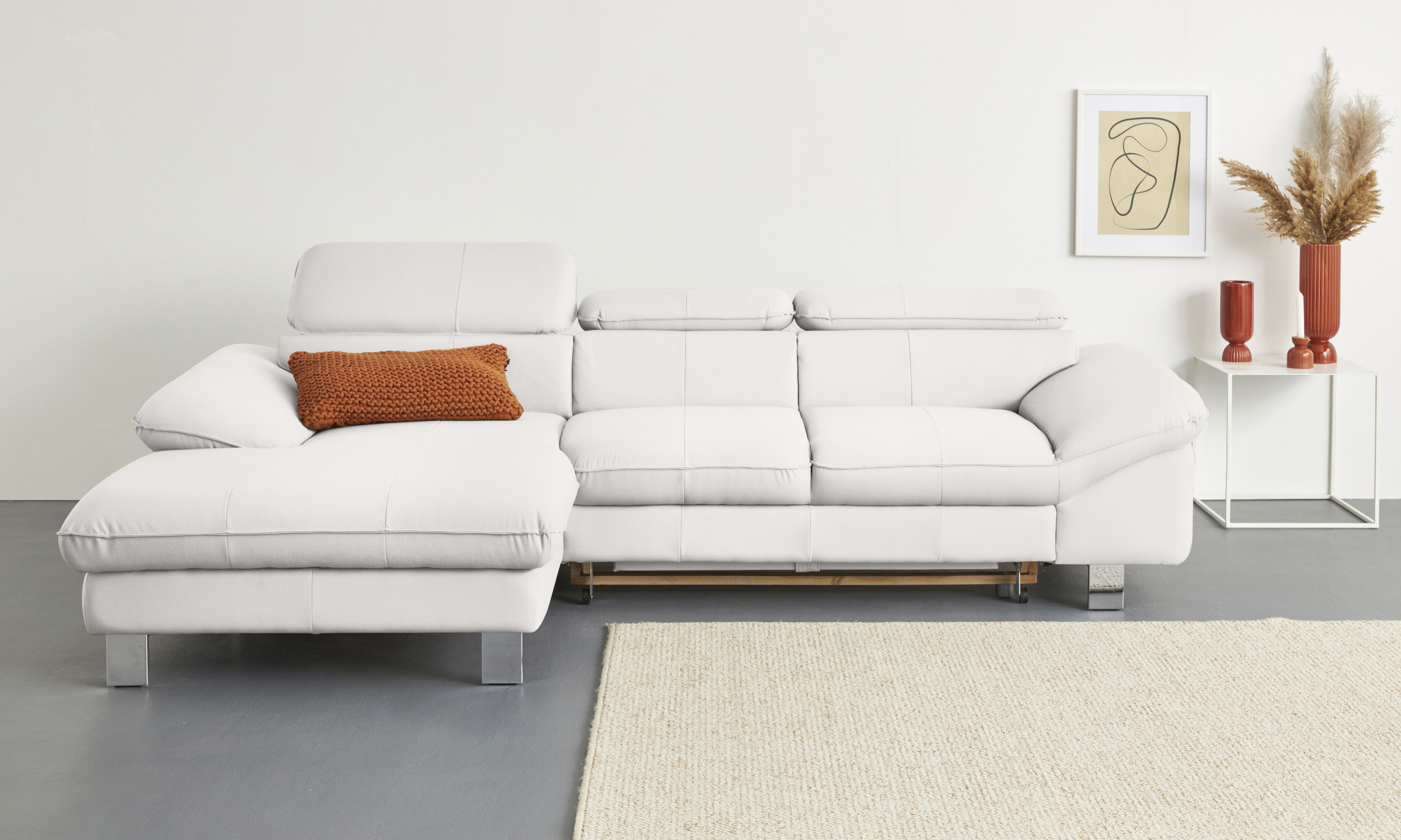 COTTA Ecksofa "Driver L-Form, B:268 cm, moderne Couch mit Wellenunterfederung" Kopfteilverstellung, optional Schlaffunktion & Bettkasten