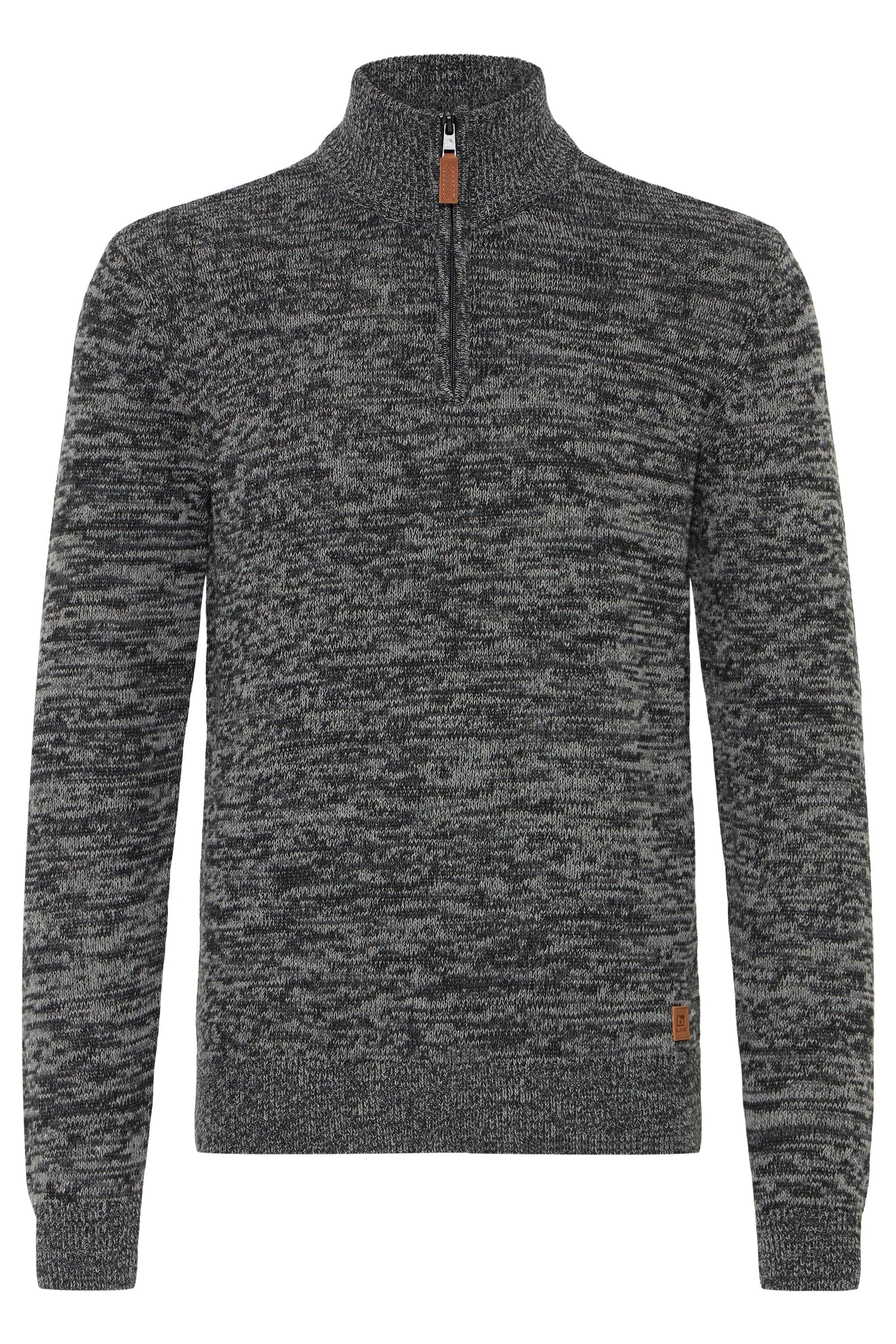 Troyer BLEND "BHDanni", Herren, Gr. XL, schwarz, Grobstrick, 70% Baumwolle (Recycled), 30% Polyester (Recycled), meliert, normal normal, hoch geschlossener Ausschnitt, Pullover Troyer, Klassischer Troyer mit Reißverschluss