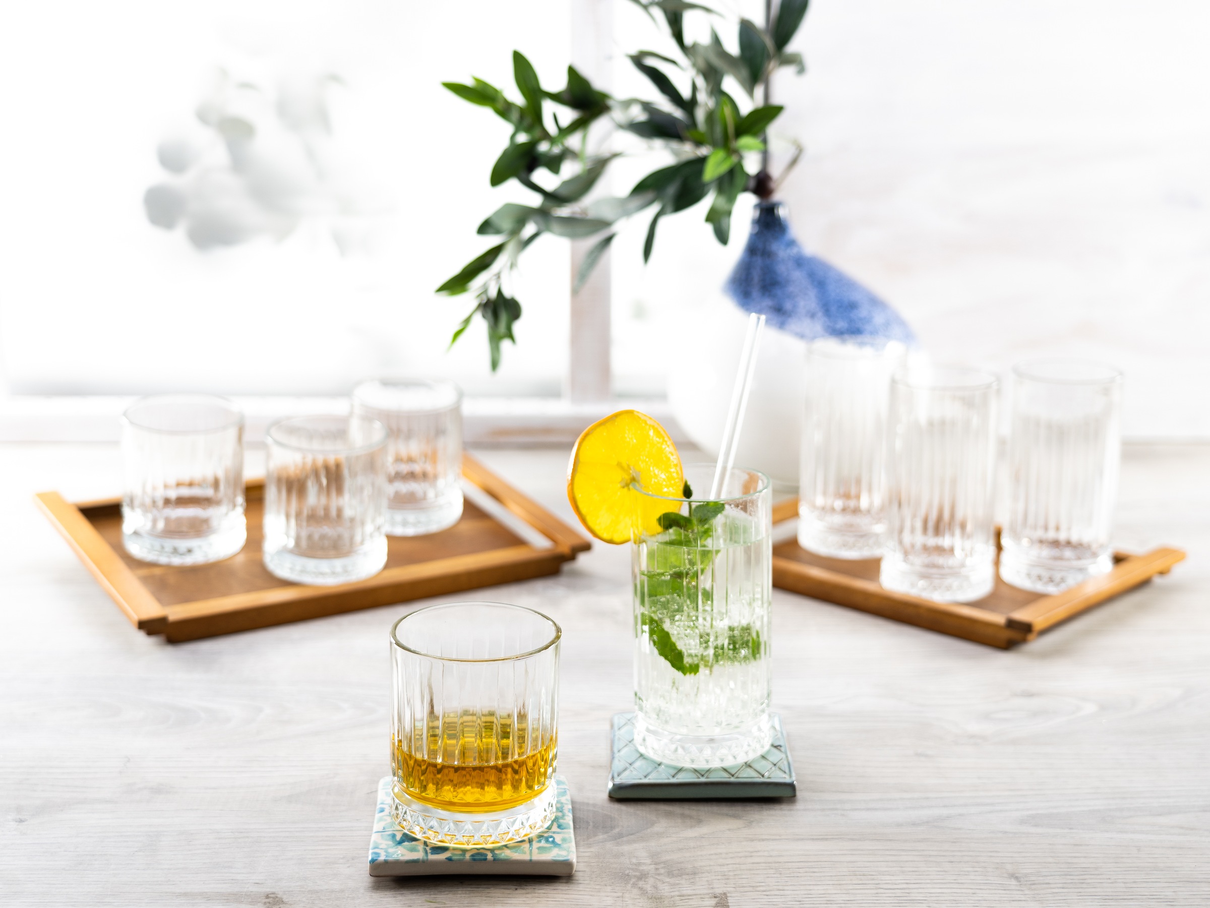 CreaTable Gläser-Set »Elysia transparent, Gläserset, 8-tlg.« Nostalgische Anmutung, Stabrelief